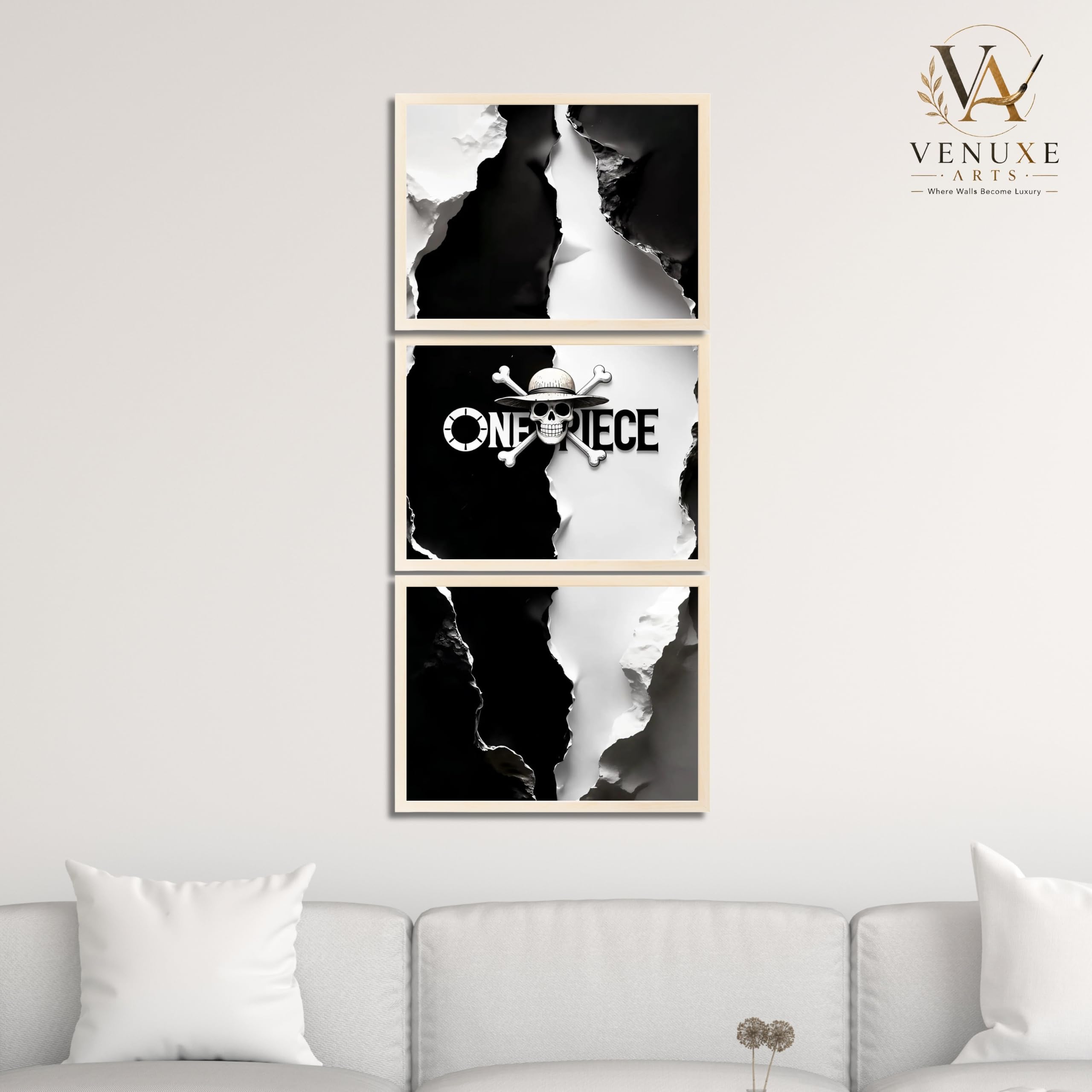 VENUXE ARTS Set Of 3 Anime Characters Wall Framed |Anime Characters Framed Poster for Living Room Bedroom Gaming Room Studio Wall Decor