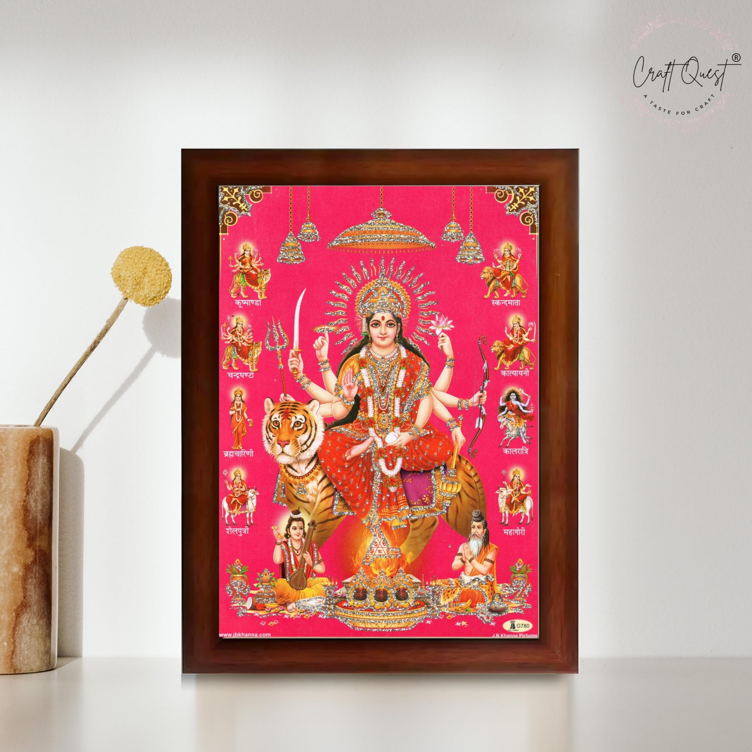 CRAFT QUEST Durga Maa Mata Goddess Nav Navadurga Navdurga Wall Painting Framed Home Décor