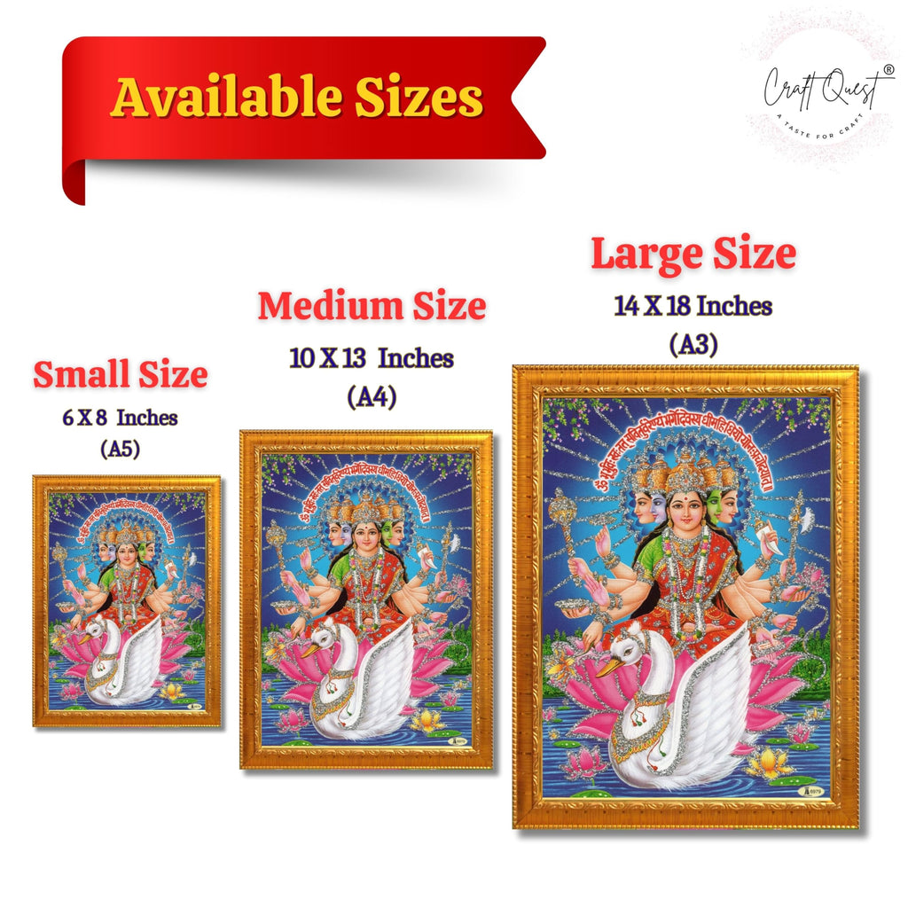 CRAFT QUEST Gayatri Mata Gayatridevi Wall Painting Framed Home Decor Items