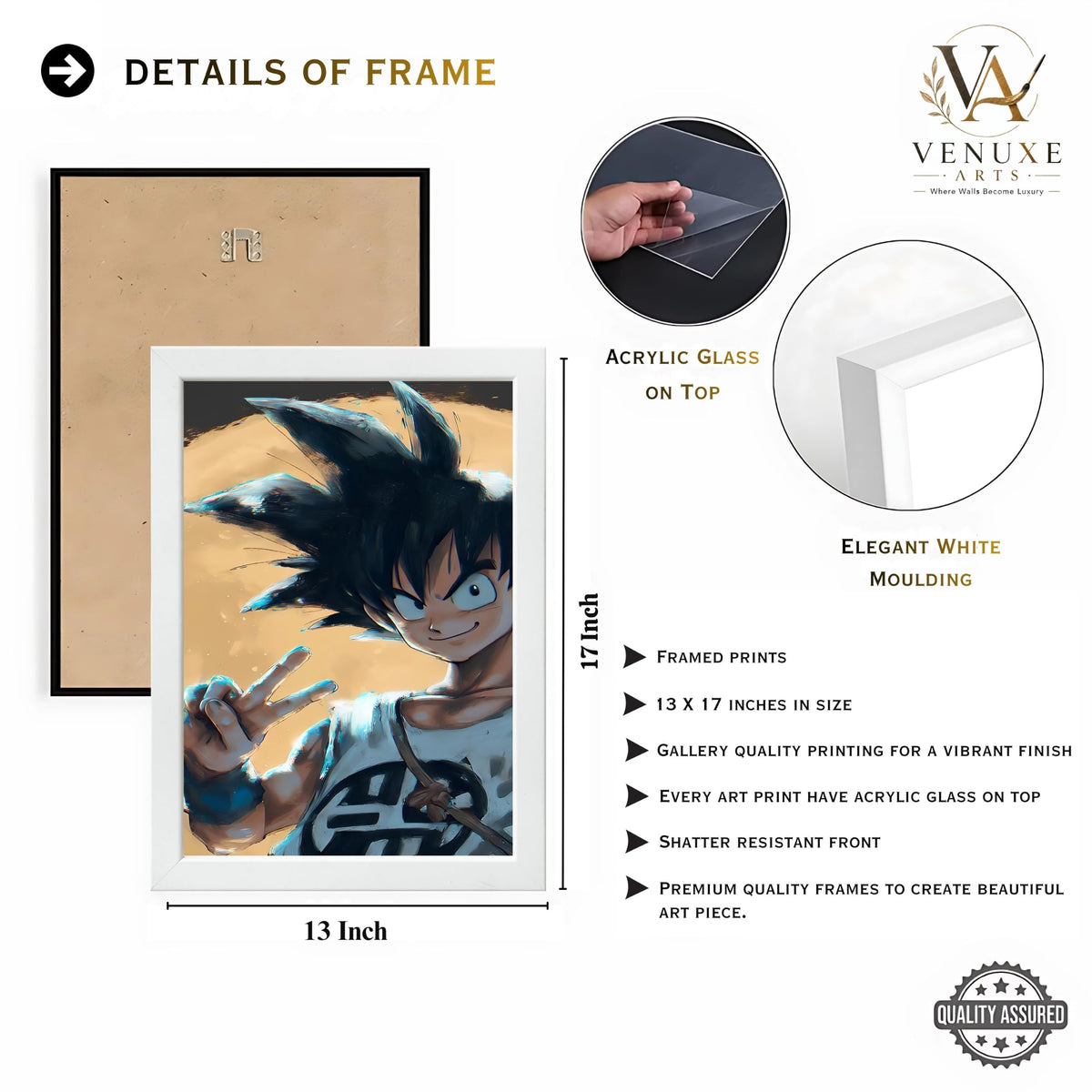VENUXE ARTS Set Of 3 Anime Characters Wall Framed |Anime Characters Framed Poster for Living Room Bedroom Gaming Room Studio Wall Decor