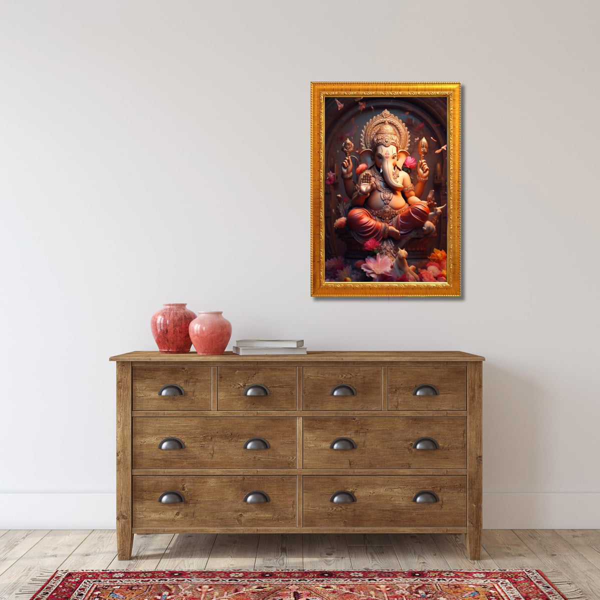 CRAFT QUEST Lord Ganesha Ganesh Ganpati Ganapathi Hanging Wall Painting Framed For Home Décor