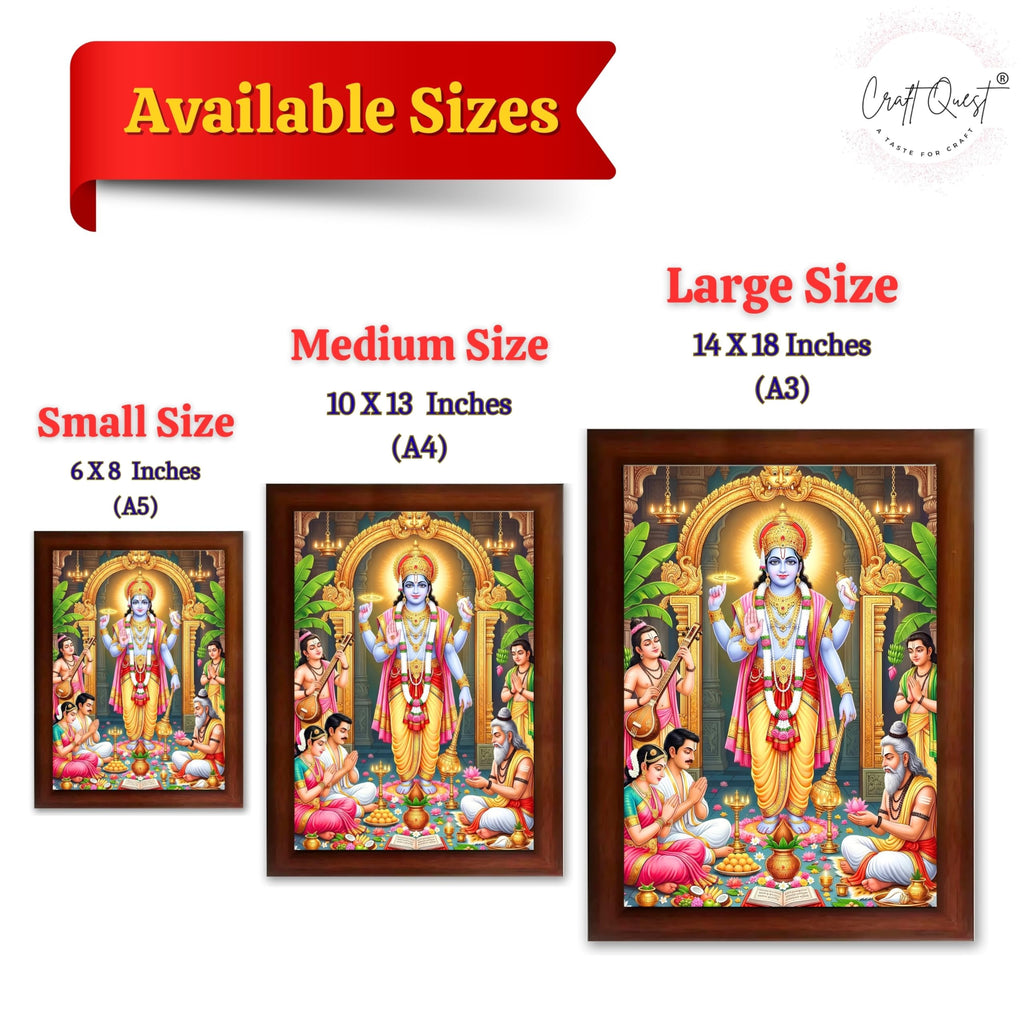 CRAFT QUEST Satyanarayana Swamy Hindu God Satyanarayan Photo Frame | Religious Photo Frame | Ideal for Home, Office, Temple & Puja Room, Wall Decor Item