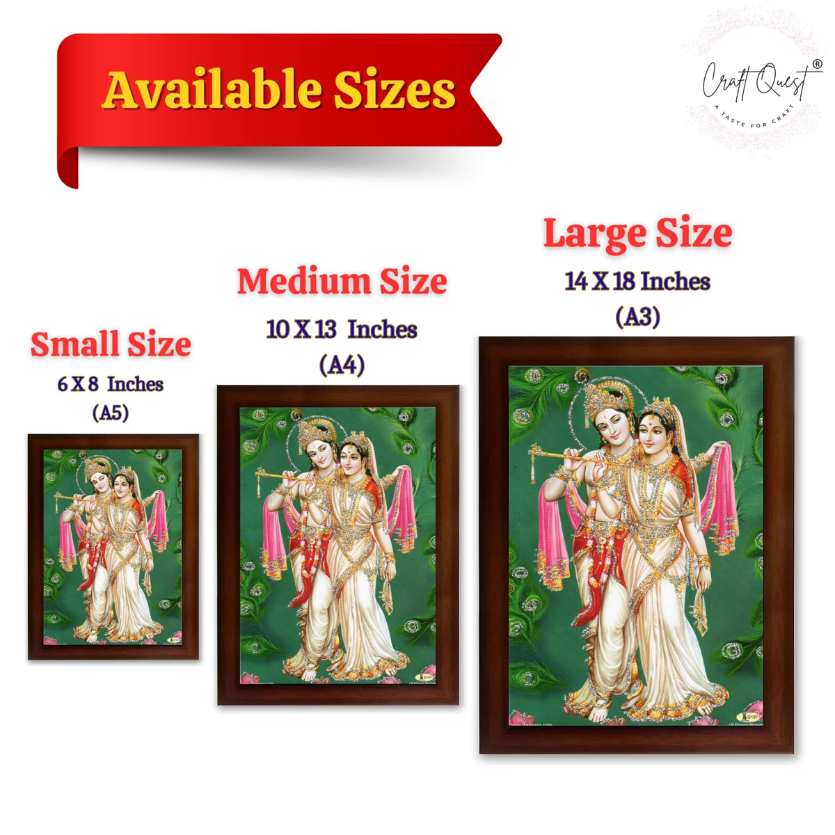 CRAFT QUEST Radha Krishna ji Painting With Frame Wall Paintings for Living Room, Bedroom, Office Décor