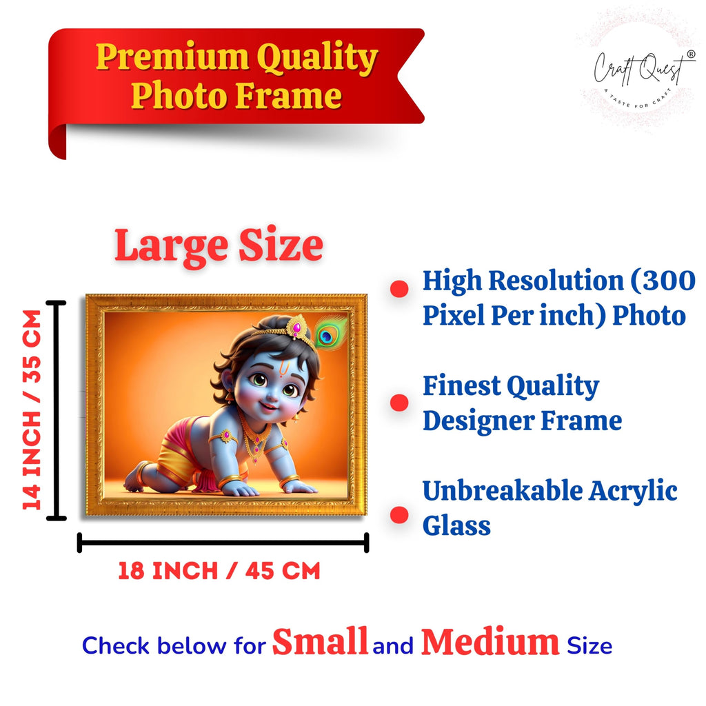 CRAFT QUEST Shri Bal Gopal Painting | Krishna Photo Frames for Walls, Home, Living Room and Home Décor