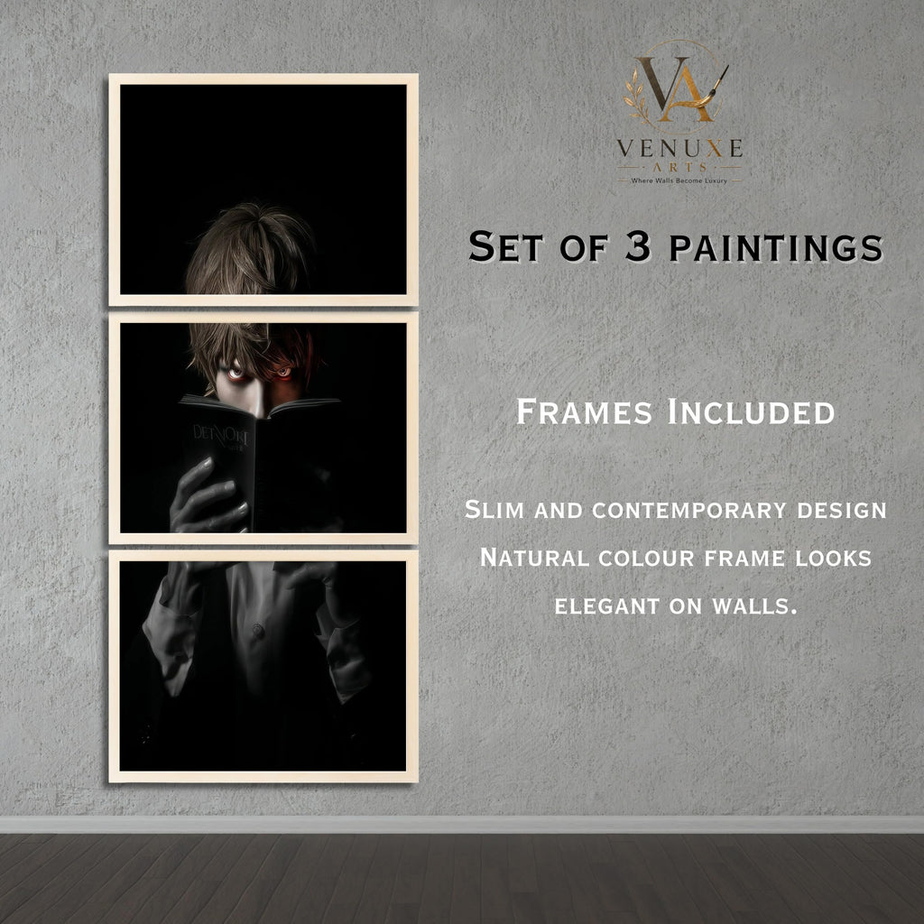 VENUXE ARTS Set Of 3 Anime Characters Wall Framed |Anime Characters Framed Poster for Living Room Bedroom Gaming Room Studio Wall Decor