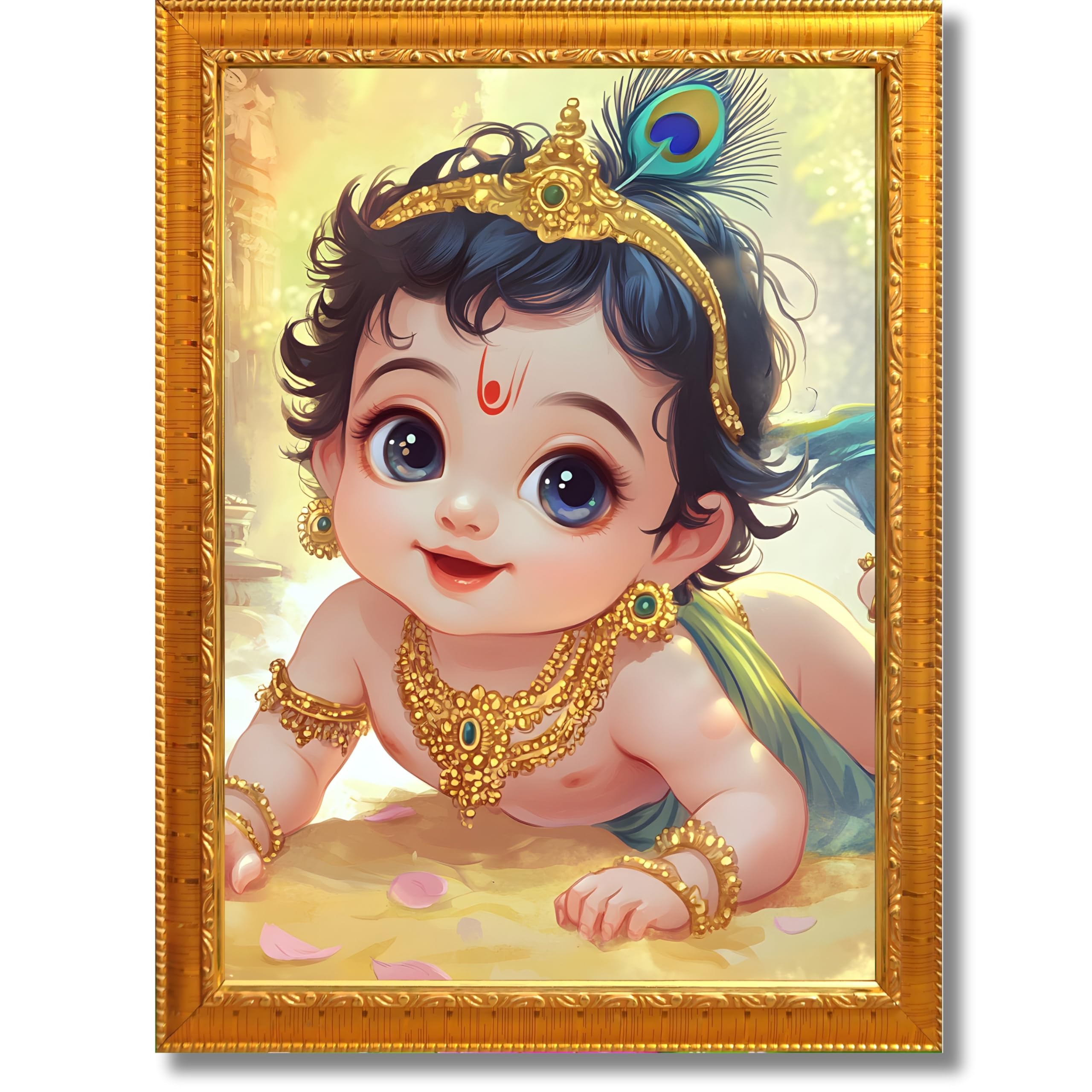 CRAFT QUEST Shri Bal Gopal Painting | Baby Krishna Photo Frame | Walls, Home, Living Room and Home Décor