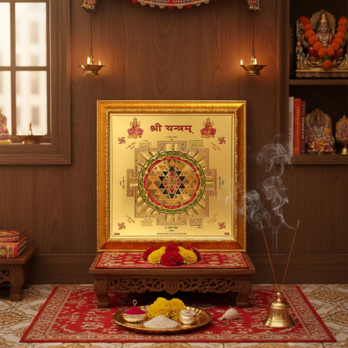 CRAFT QUEST Shree Yantra sri shri Yantra Gold Plated Framed