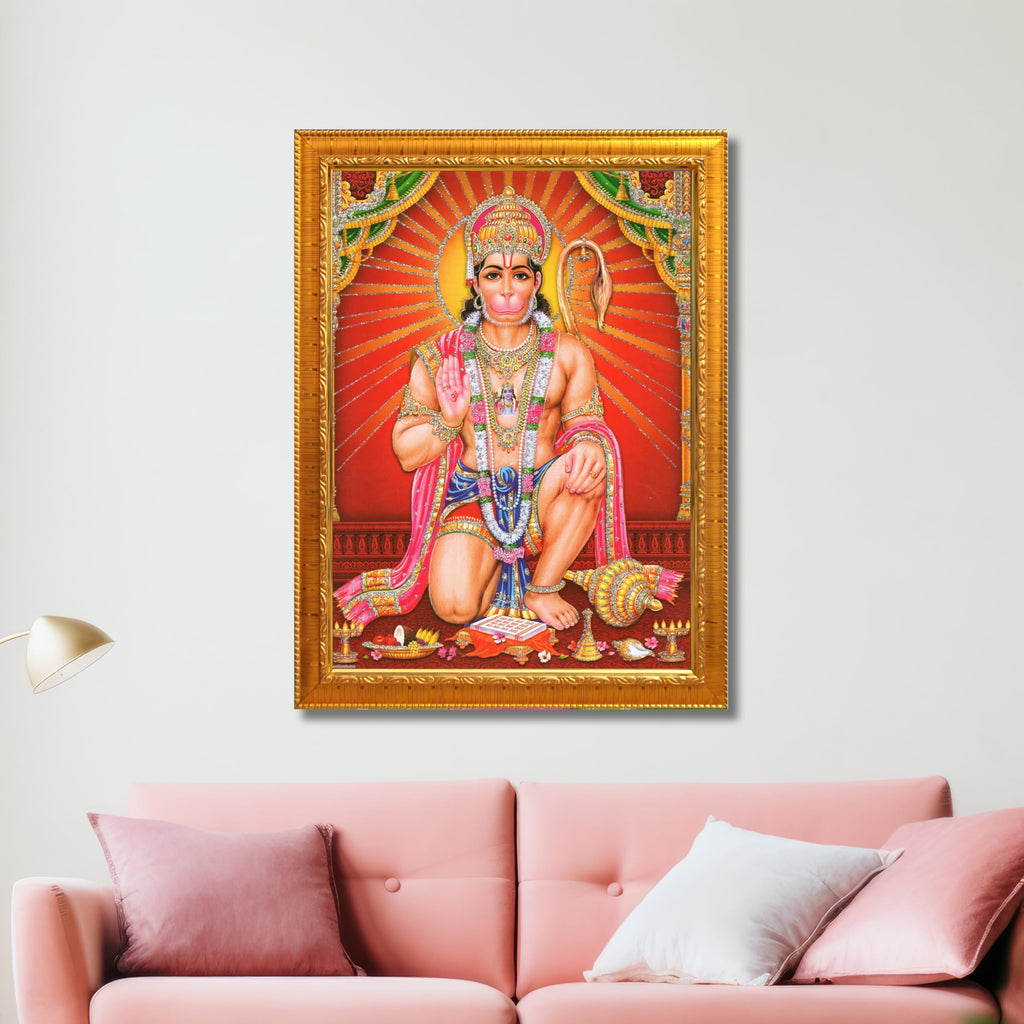 CRAFT QUEST Hanuman JI | Bajrangbali Religious Photo frame Home Decorative Item Synthetic frame