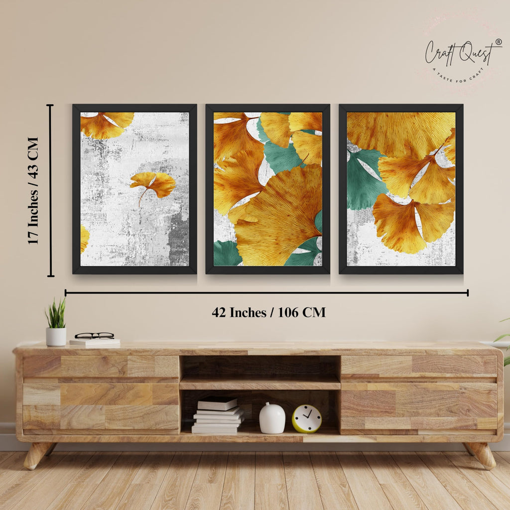 CRAFT QUEST Modern Art Rich Texture Abstract Wall Art | Set of 3 Frames for Home Decoration | Ideal for Living Room, Bedroom & Offices