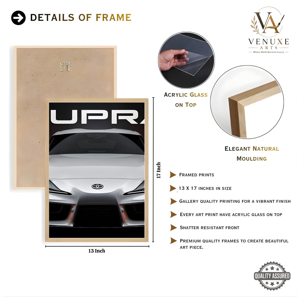 VENUXE ARTS Set Of 3 Big Sports Cars Framed Posters Gift Items for Boys Room Wall Decoration Bedroom Living Room Office Studio Décor | Car Poster Frame for Wall Décor