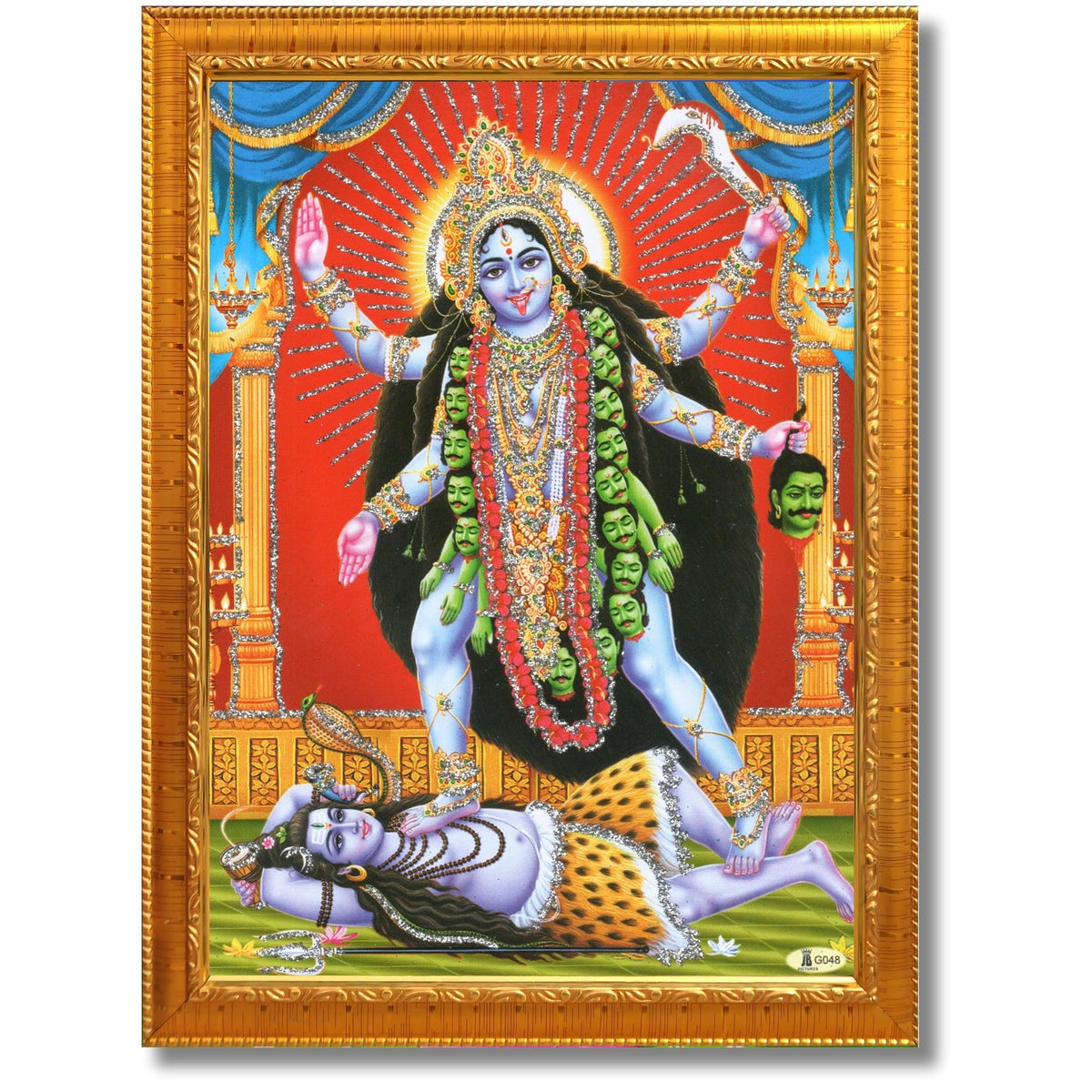 CRAFT QUEST Kali Mata photo with frame, God Religious Framed Painting With Acrylic Glass