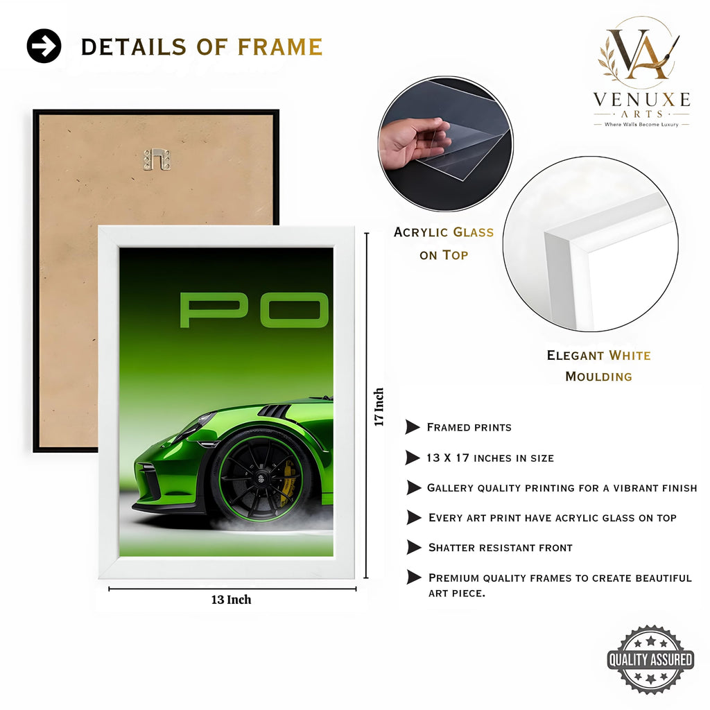 VENUXE ARTS Set Of 3 Big Sports Cars Framed Posters Gift Items for Boys Room Wall Decoration Bedroom, Living Room, Office, Studio Décor | Car Poster Frame for Wall Décor
