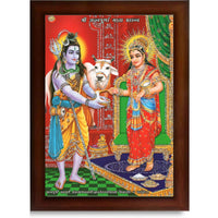 CRAFT QUEST Shiva & Maa Annapurna devi sitting on throne photo frame with Acrylic Glass for Kitchen