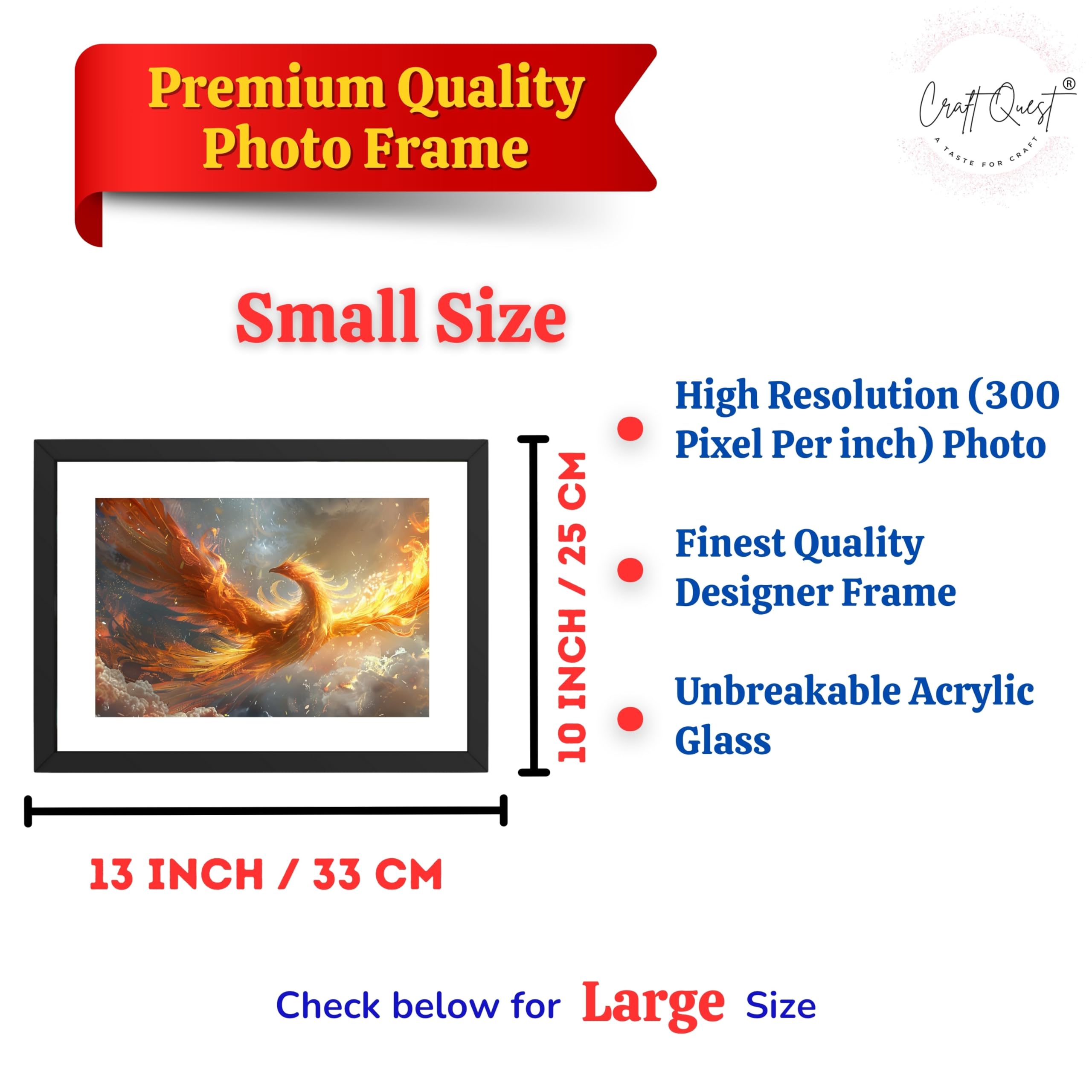 CRAFT QUEST Phoenix Bird Painting – Rising Phoenix Vastu Wall Art – Wall Decoration – Positive Energy Painting for Success, Growth & Spiritual Inspiration