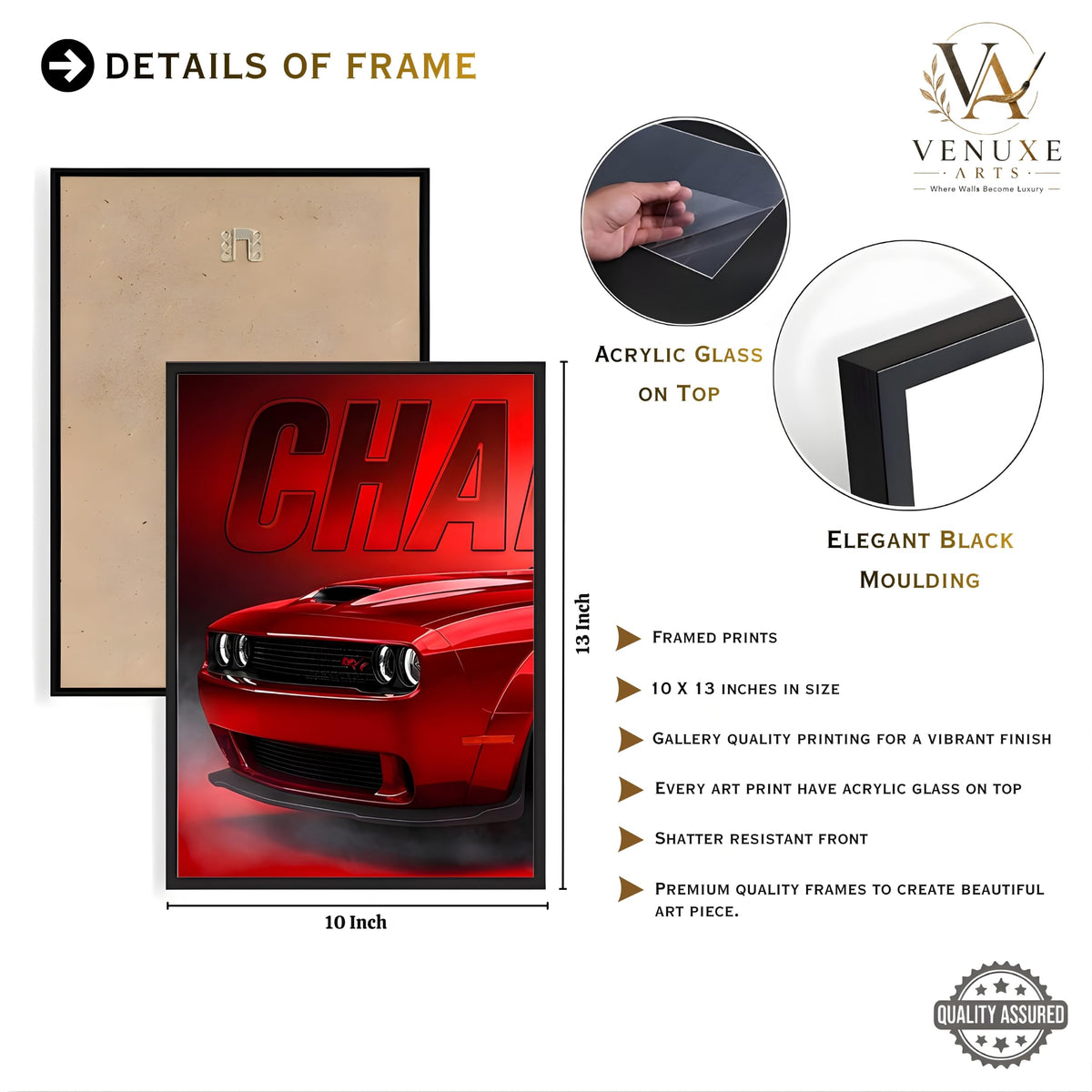 VENUXE ARTS Set Of 3 Big Sports Cars Framed Posters Gift Items for Boys Room Wall Decoration Bedroom, Living Room, Office, Studio Décor | Car Poster Frame for Wall Décor