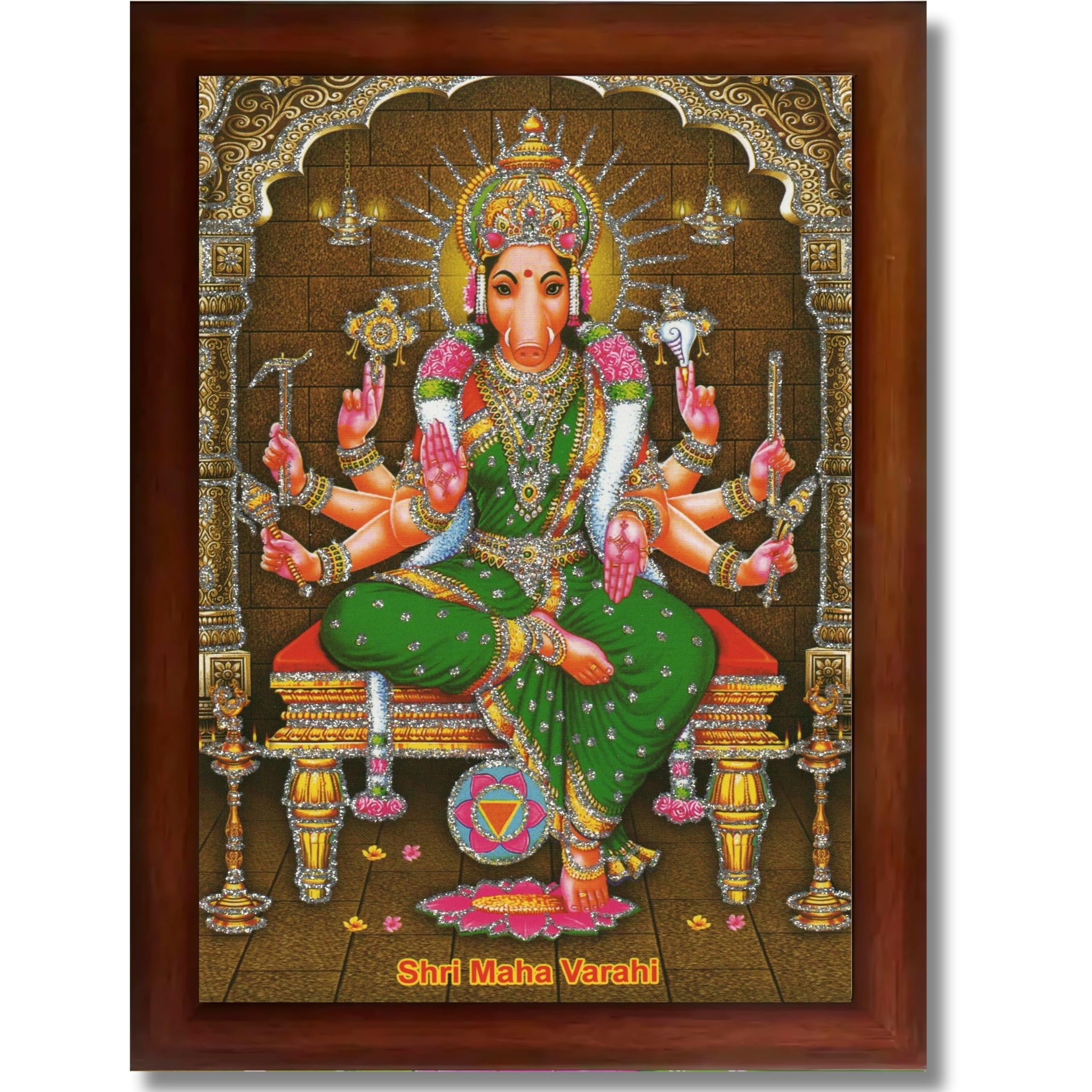 CRAFT QUEST Varahi Amman Photo Varahi Wall Painting Photo Frame With Acrylic Glass| South Devi God Frame for Home, Office, Temple & Gifting