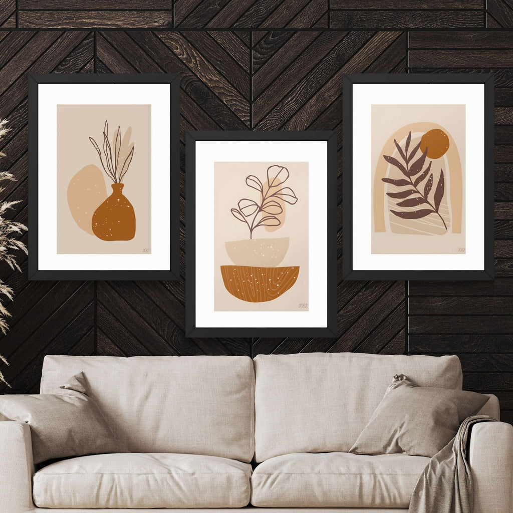 CRAFT QUEST Wall Art Decor Paintings | Set of 3 FLORAL Wall Art Frames for Home Decoration | Ideal for Living Room, Bedroom & Offices