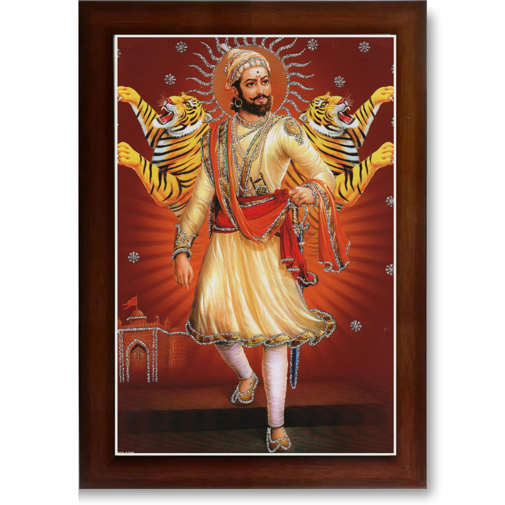 CRAFT QUEST Shivaji Chhatrapati Maharaj Photo Frame | For Living, Pooja Room | Wall Decoration Item | Best Gifting Option