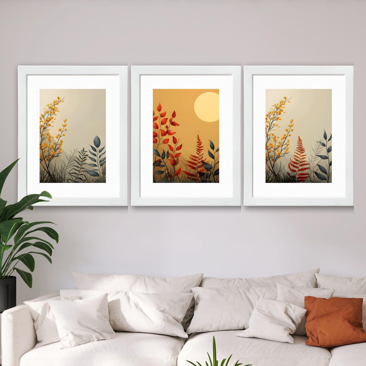 CRAFT QUEST Wall Art Decor Paintings | Set of 3 FLORAL Wall Art Frames for Home Decoration | Ideal for Living Room, Bedroom & Offices