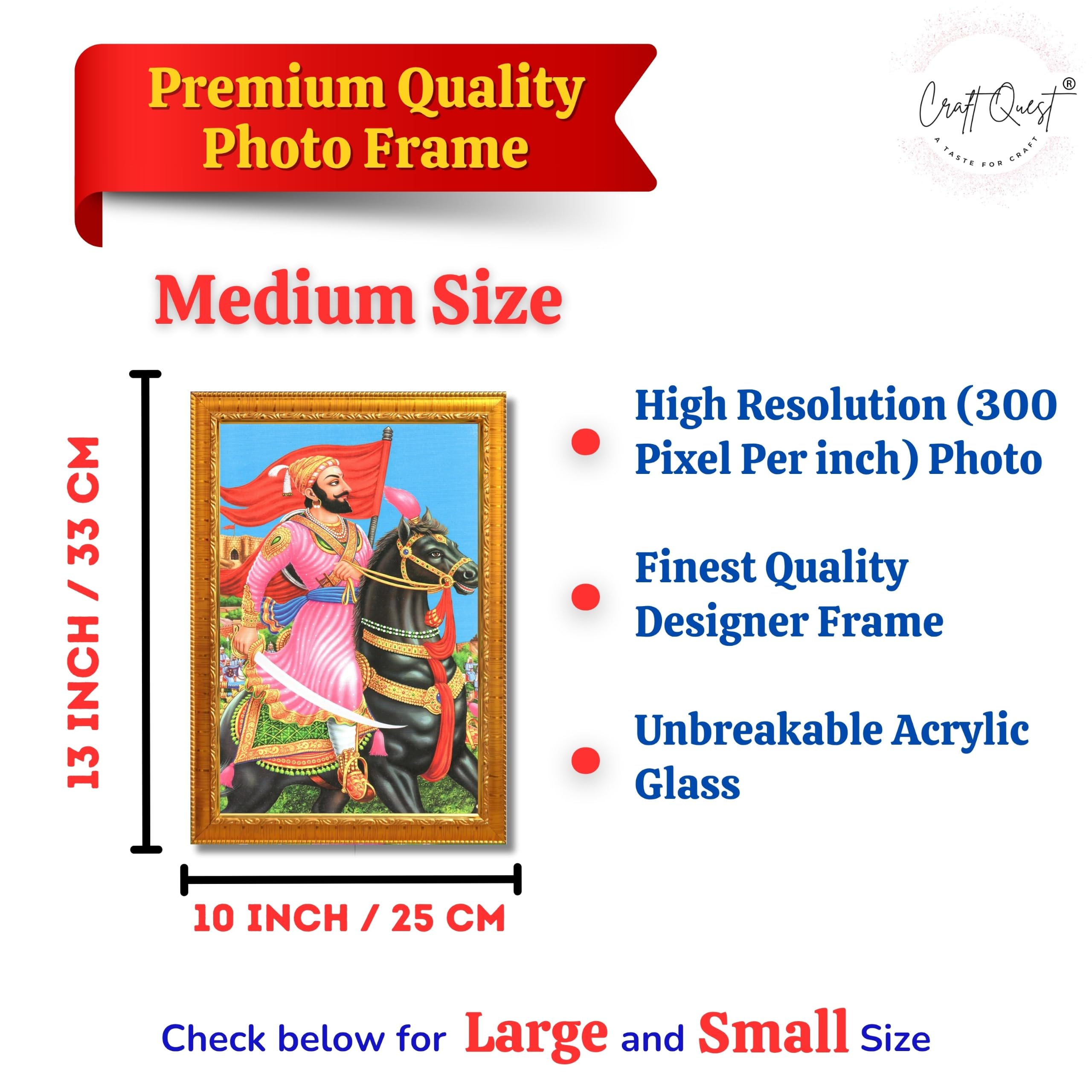 CRAFT QUEST Chattrapati Shivaji Maharaj Wall Painting With Acrylic Sheet | For Living, Pooja Room | Home Decoration Item | Best Gifting Option