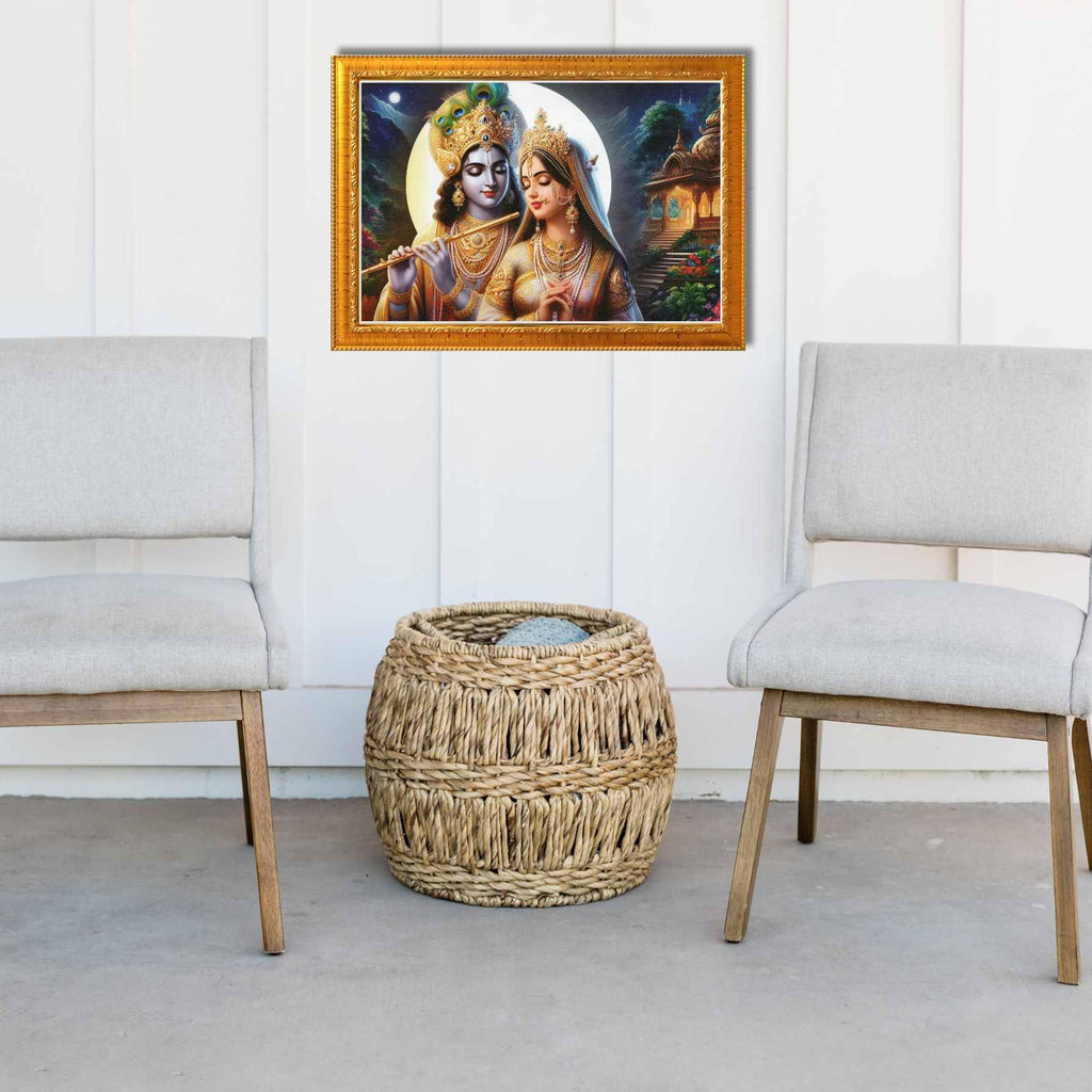 CRAFT QUEST Radha Krishna Art Photo Framed Painting for Home and Bedroom Wall Decoration of Size 14X10 Inches with Frame And Acrylic Glass RK204