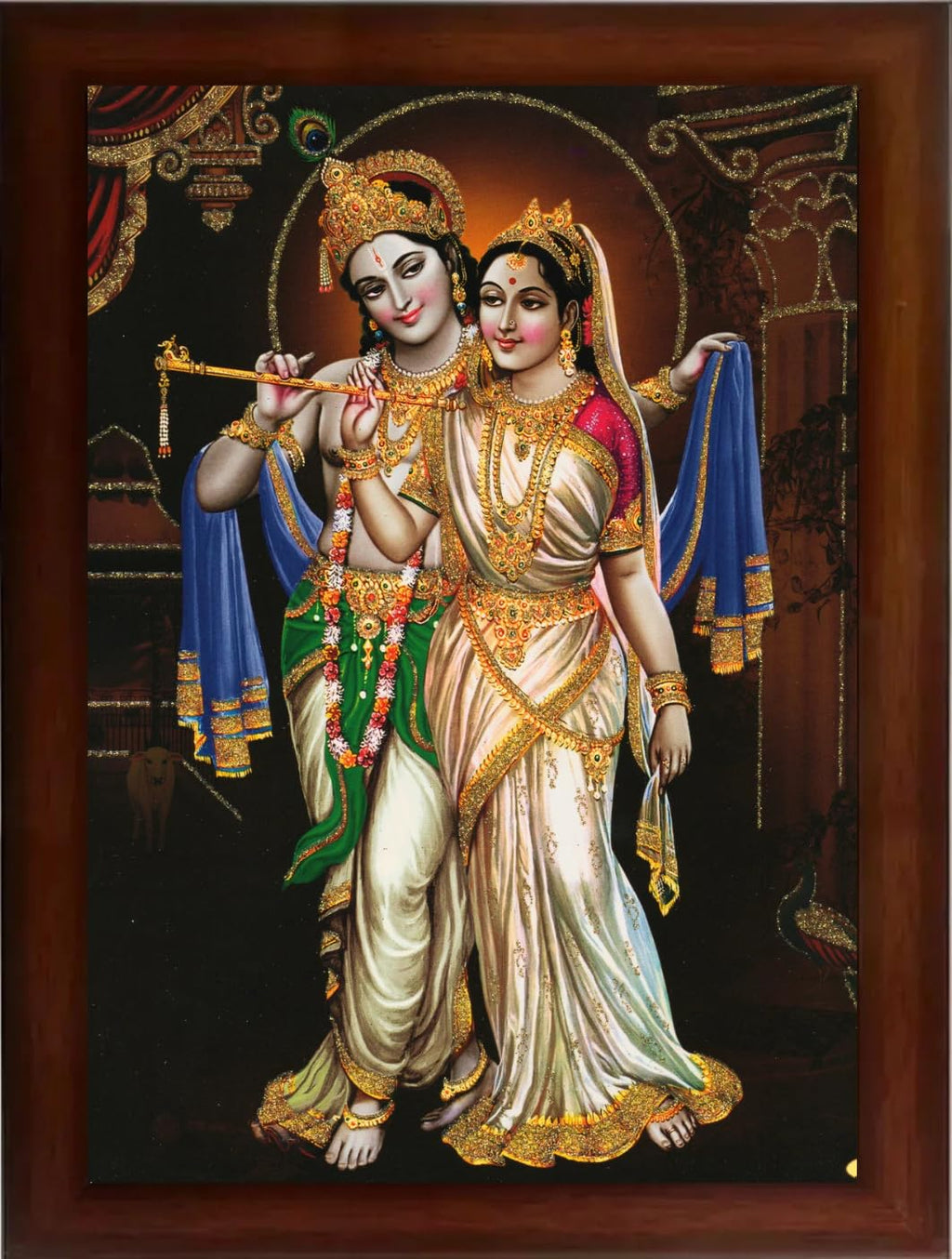 Craft Quest Radha Krishna UV Coated Home Decorative Gift Item Framed Painting (10 X 14 Inches) Multicolour