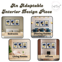 CRAFT QUEST Abstract Blue & Gold Artwork | Set of 3 Frames for Home Decoration | Ideal for Living Room, Bedroom & Offices