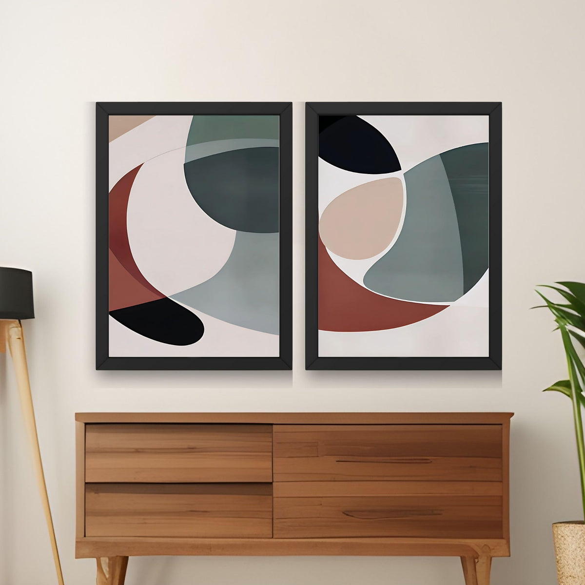 CRAFT QUEST Wall Art Decor Paintings | Set of 2 Minimalist Wall Art Frames for Home Decoration | Perfect for Living Room, Bedroom & Office
