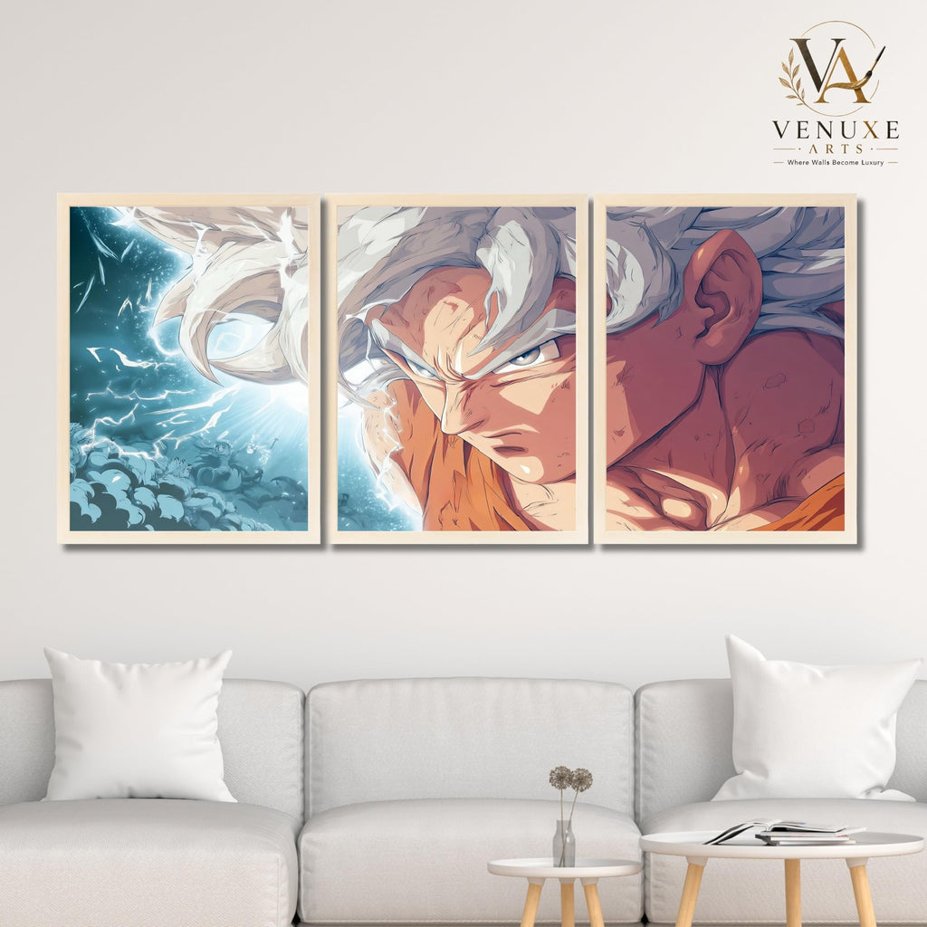 VENUXE ARTS Set Of 3 Anime Characters Wall Framed |Anime Characters Framed Poster for Living Room Bedroom Gaming Room Studio Wall Decor