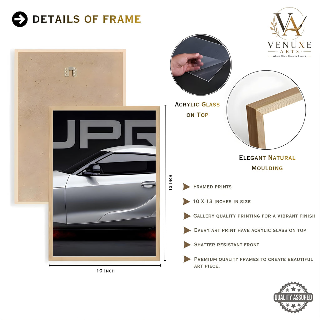 VENUXE ARTS Set Of 3 Big Sports Cars Framed Posters Gift Items for Boys Room Wall Decoration Bedroom Living Room Office Studio Décor | Car Poster Frame for Wall Décor