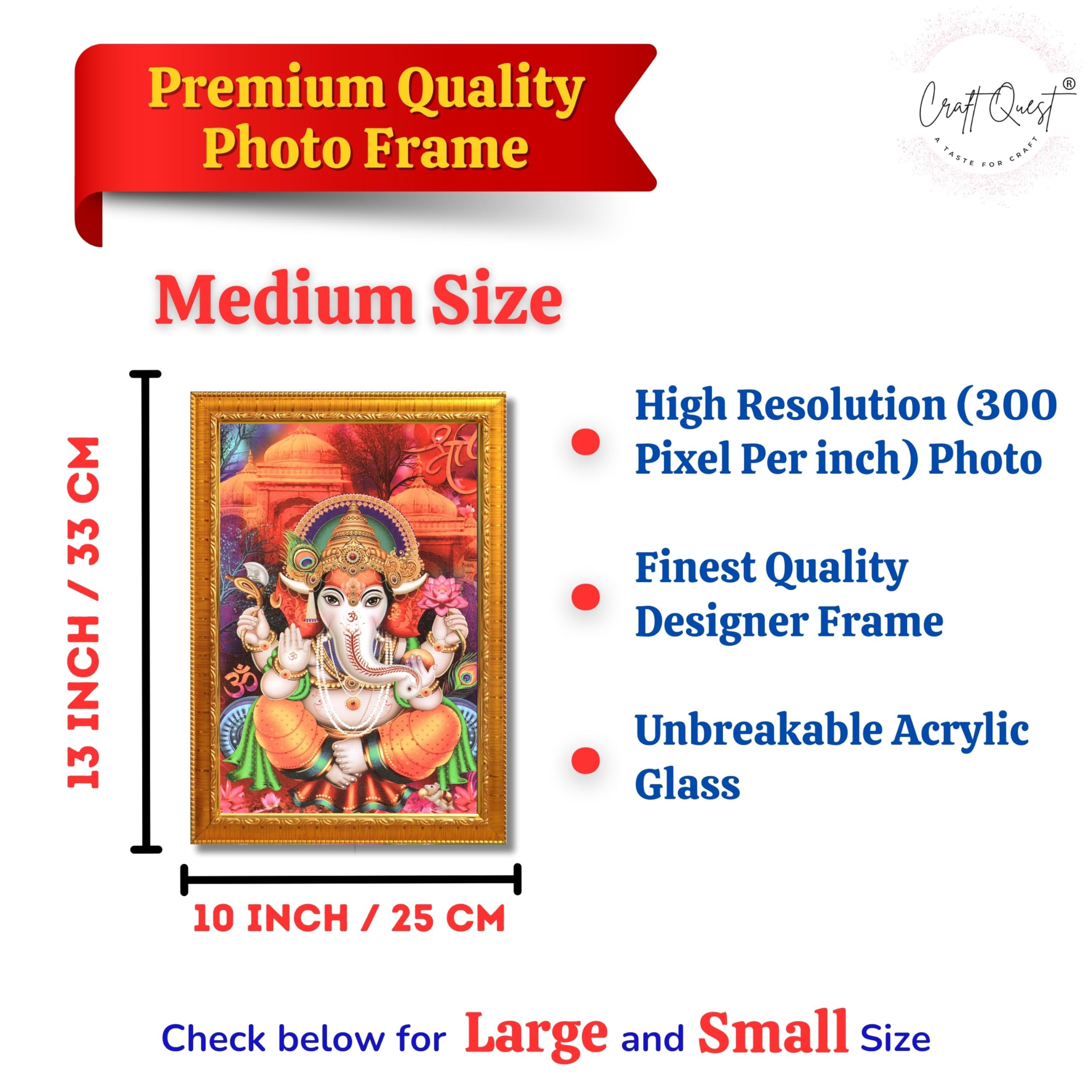 CRAFT QUEST Lord Ganesha Ganesh Ganpati Ganapathi Hanging Wall Painting Framed Home Decor