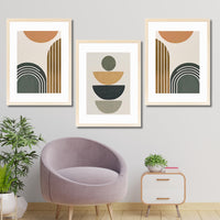 CRAFT QUEST Abstract With Different Shapes | Set of 3 Frames for Home Decoration | Ideal for Living Room, Bedroom & Offices