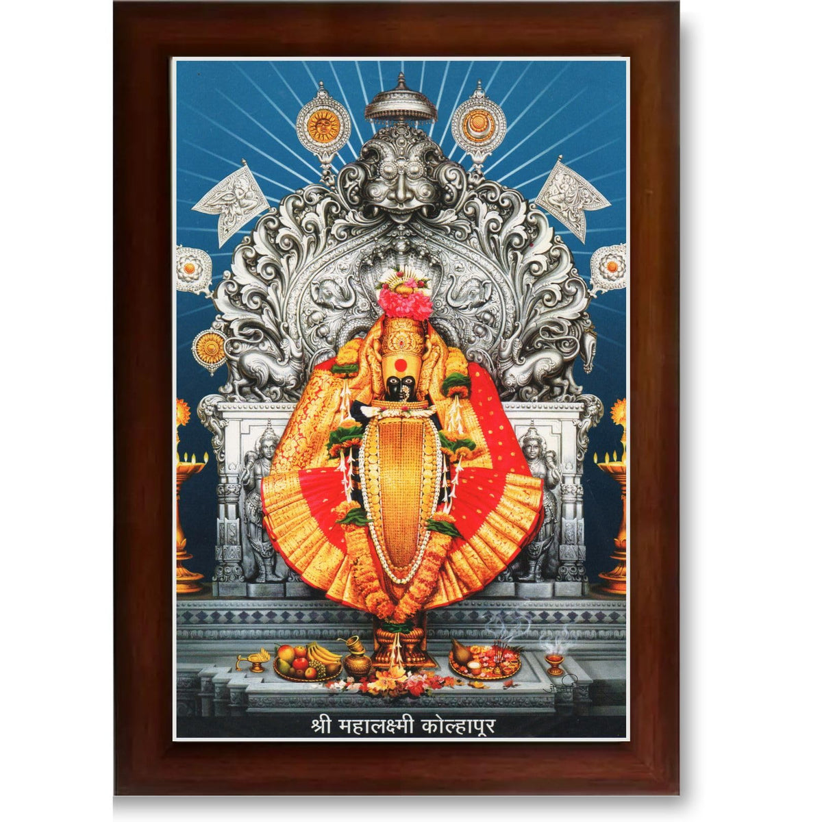 CRAFT QUEST Goddess MahaLakshmi Devi Kolhapur Wall Painting Frame with Acrylic glass Home Decor