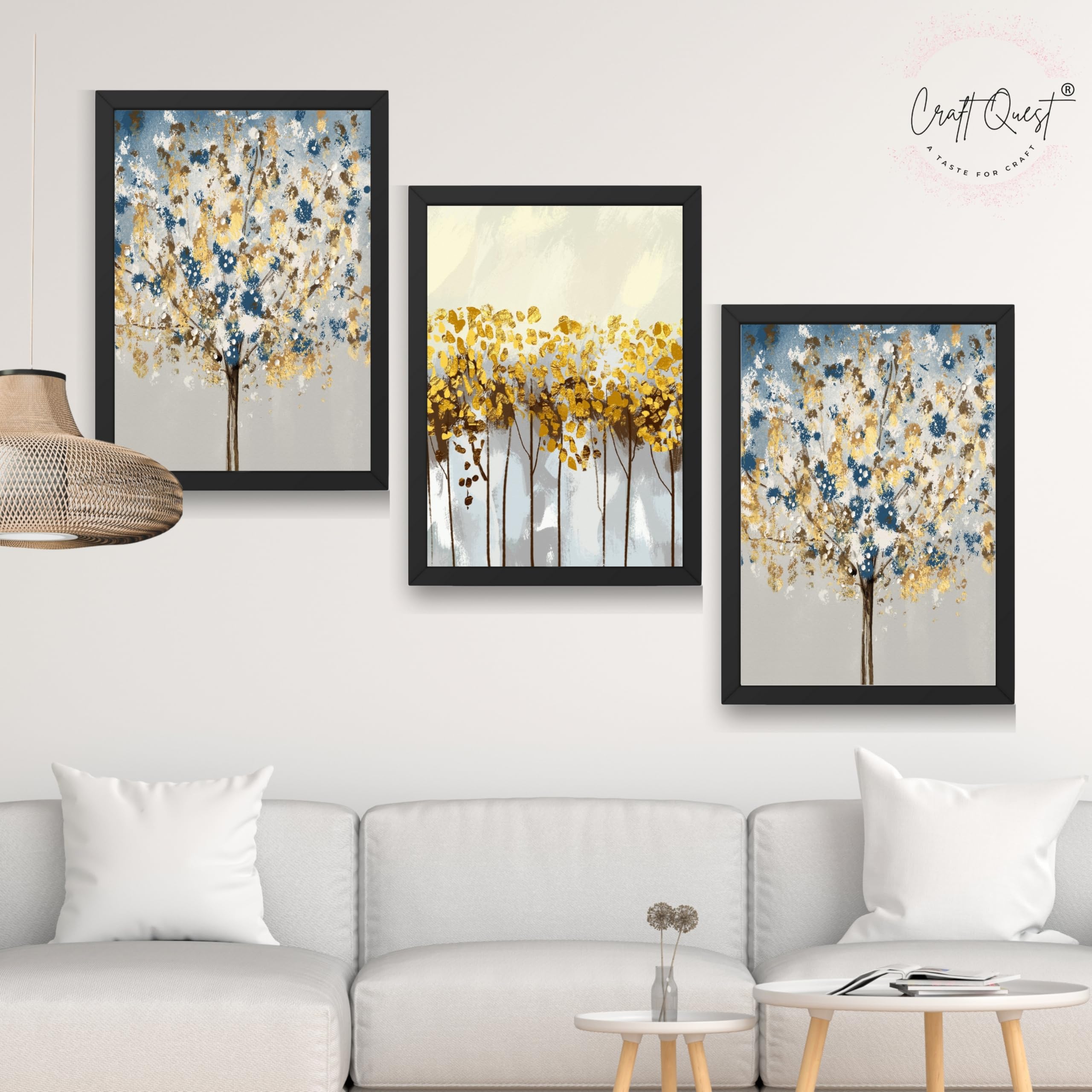 CRAFT QUEST Modern Art 3 SET Paintings Wall Art | Set of 3 Frames for Home Decoration | Ideal for Living Room, Bedroom & Offices