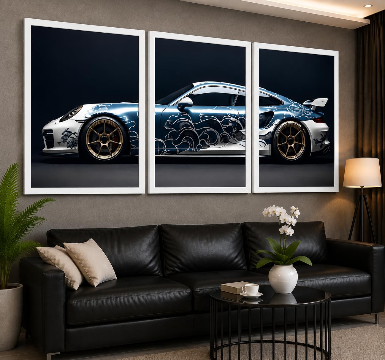 VENUXE ARTS Set Of 3 Big Sports Cars Framed Posters Gift Items for Boys Room Wall Decoration Bedroom Living Room Office Studio Décor | Car Poster Frame for Wall Décor