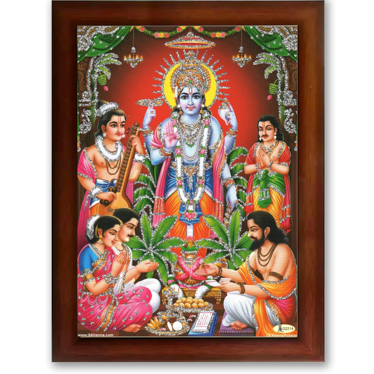 CRAFT QUEST Lord Satyanarayana Swamy Bhagwan Satyanarayan Photo Frame | Religious Photo Frame | Ideal for Home, Office, Temple & Puja Room, Wall Decor