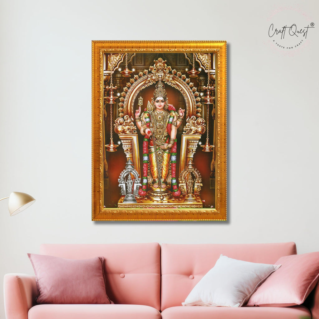 CRAFT QUEST Tiruchendur Murugan Lord Subramanya Swamy Wall Photo Frame | South God Picture Frame for Home, Office, Temple & Gifting