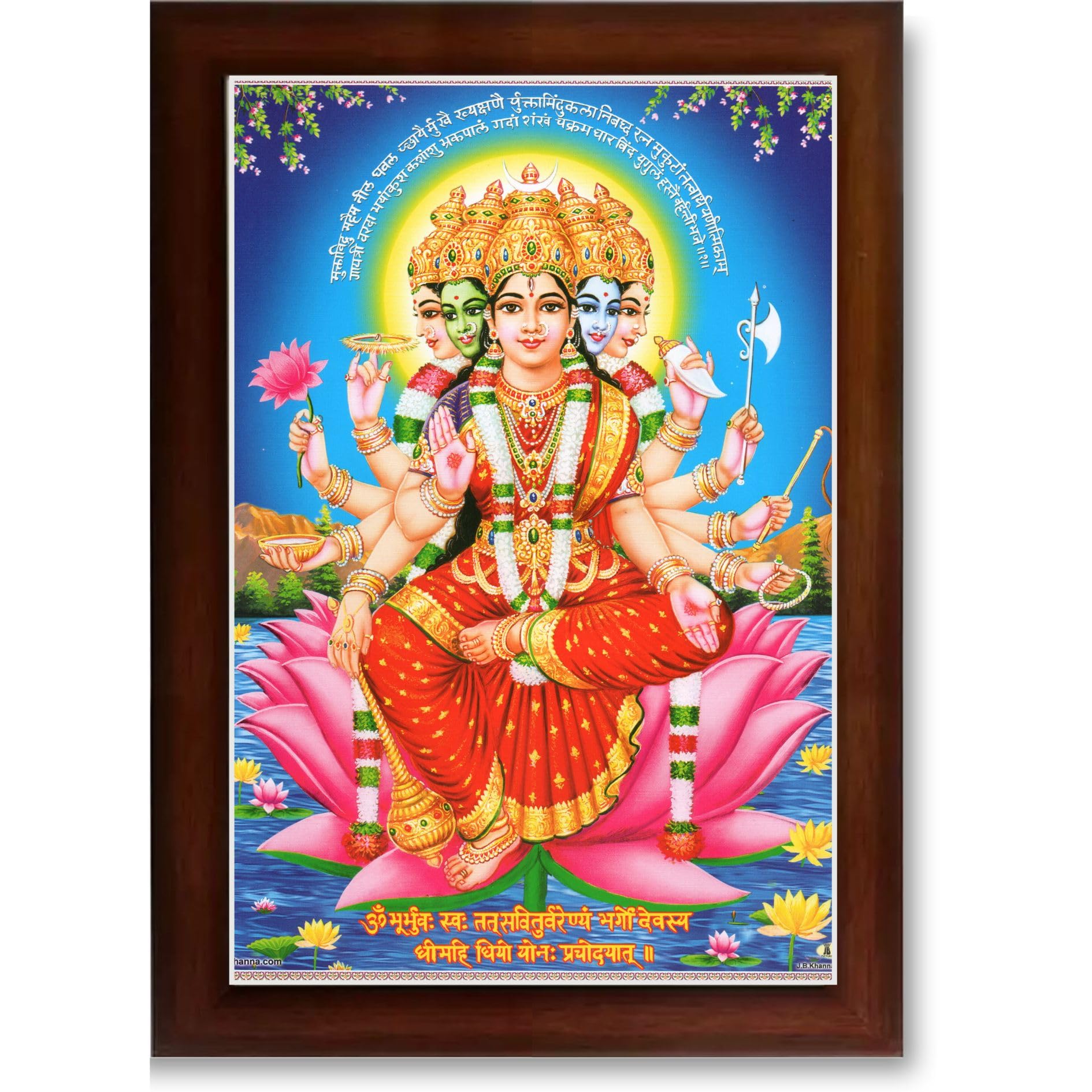 CRAFT QUEST Gayatri Devi Gayathri Mata Gaytri Gayatridevi Wall Painting Framed Home Decor