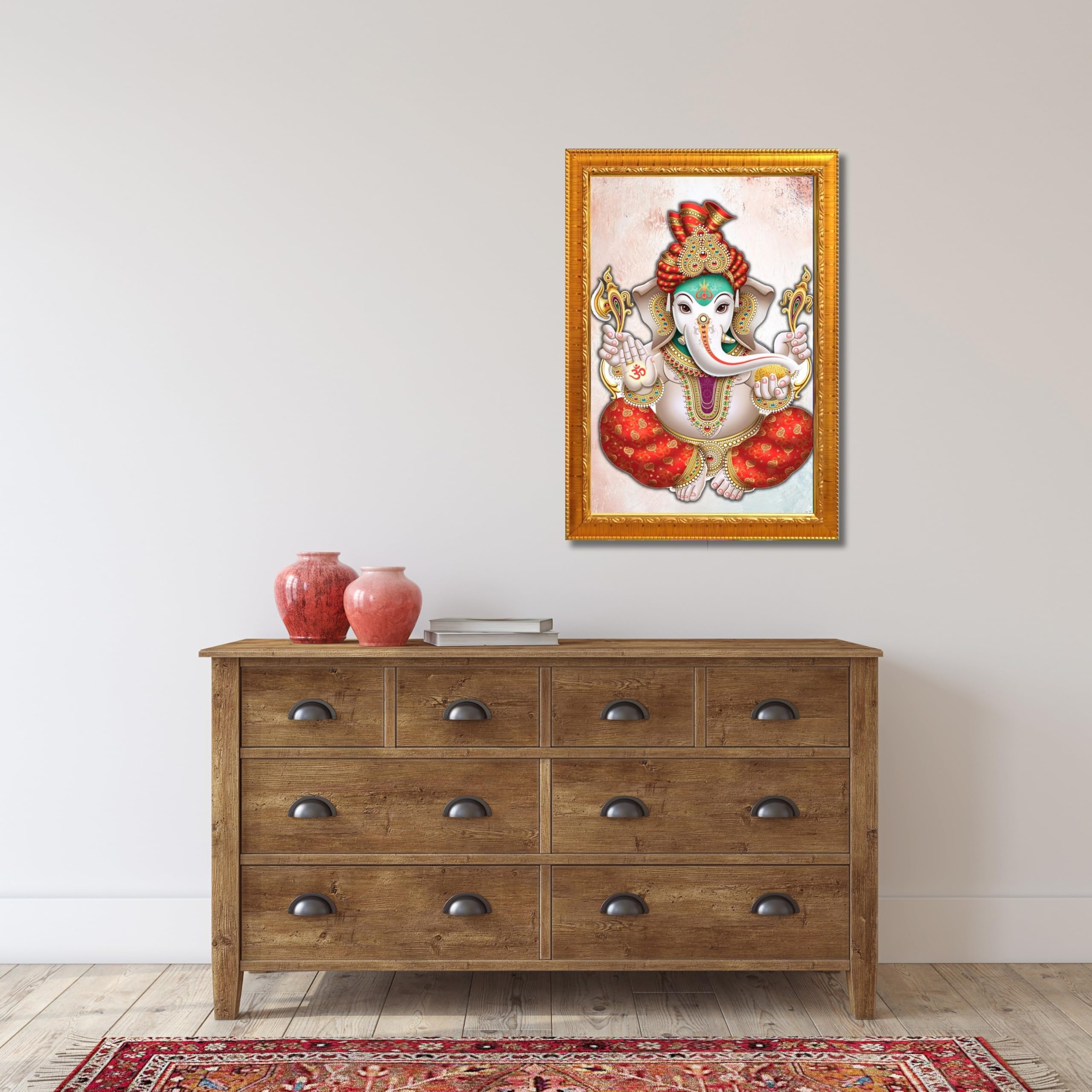 CRAFT QUEST Lord Ganesh ji Wall Hanging Frame for Living Room, Pooja Room Décor Items GA-217