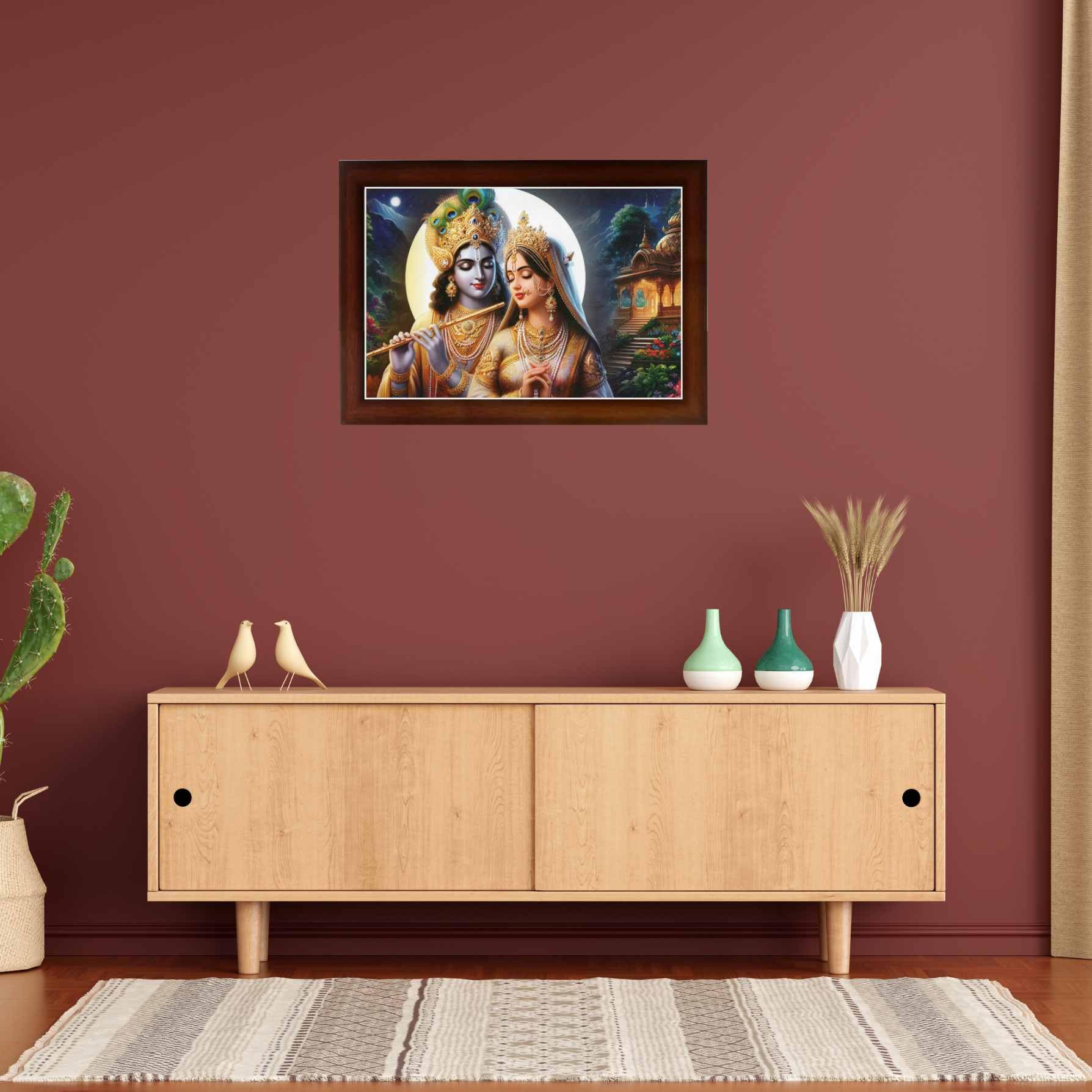 CRAFT QUEST Radha Krishna Art Photo Framed Painting for Home and Bedroom Wall Decoration of Size 14X10 Inches with Frame And Acrylic Glass RK204