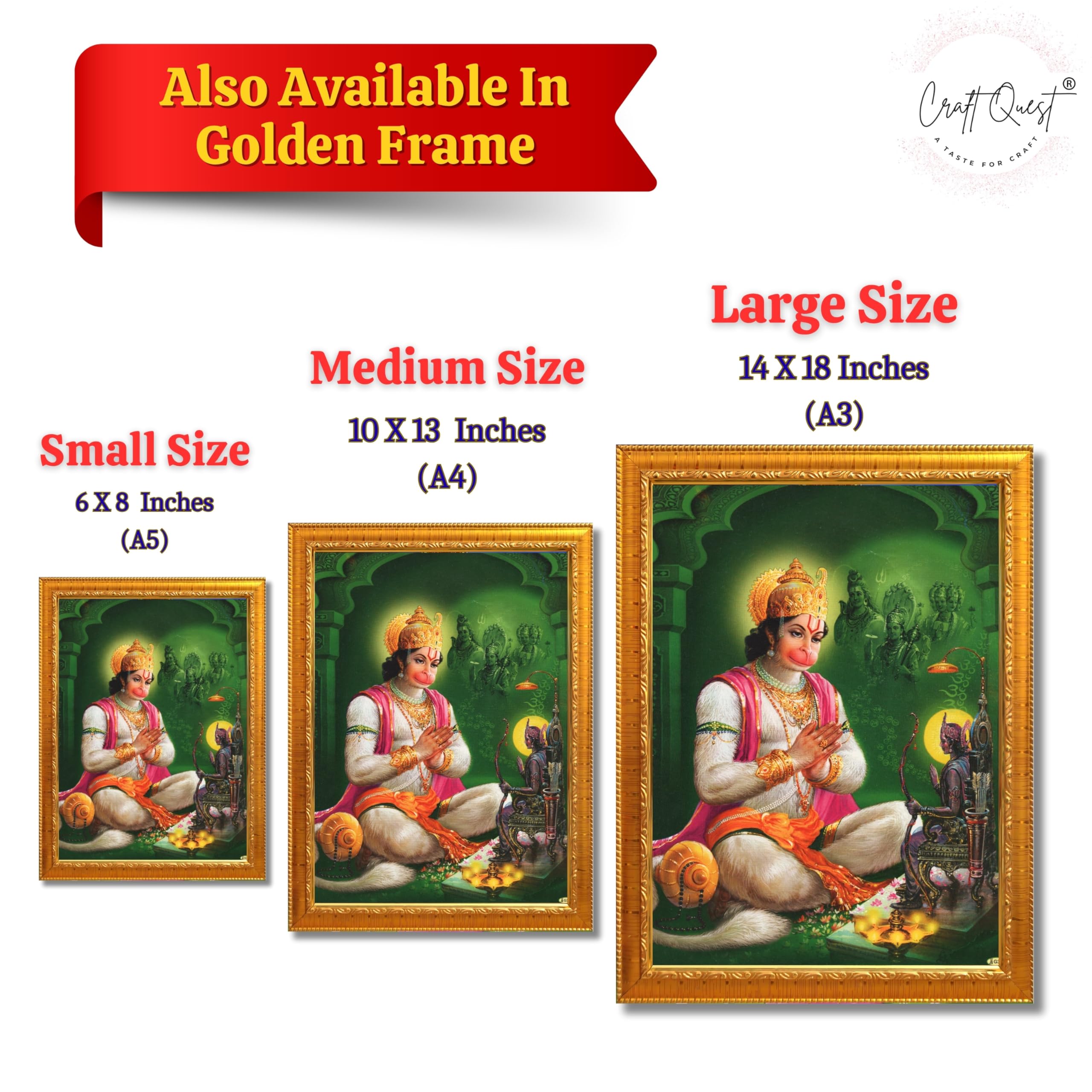 CRAFT QUEST Hanuman JI | Bajrangbali Religious Photo frame home decorative