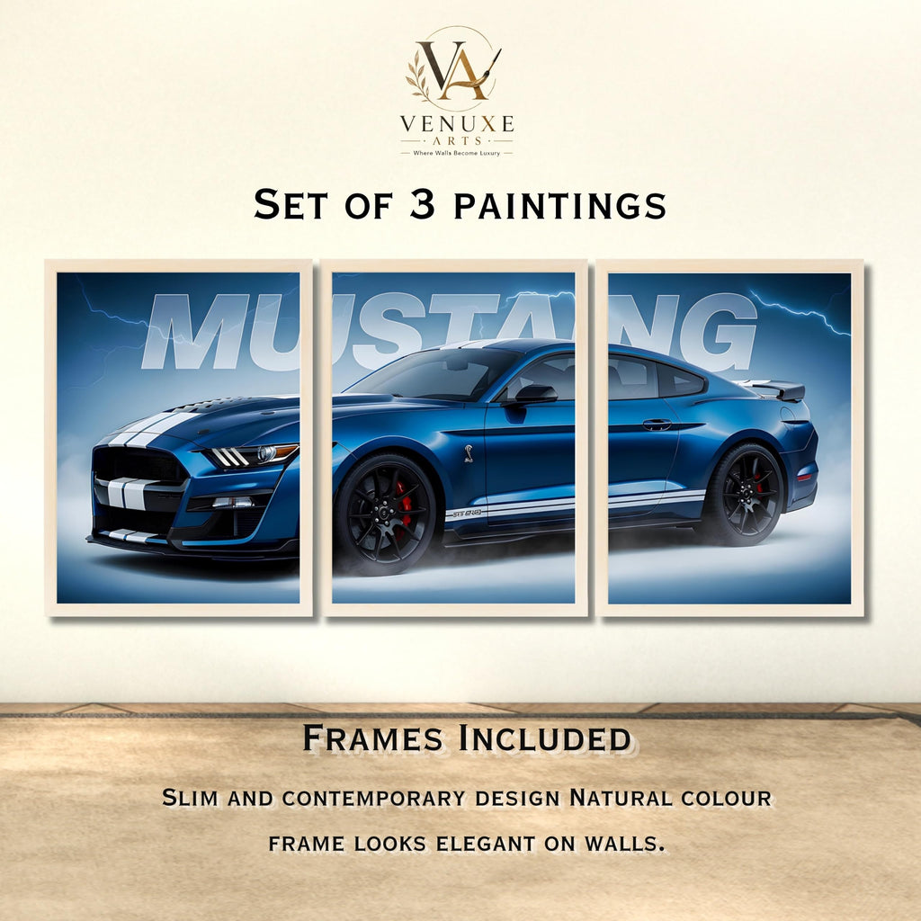 VENUXE ARTS Set Of 3 Big Sports Cars Framed Posters Gift Items for Boys Room Wall Decoration Bedroom, Living Room, Office, Studio Décor | Car Poster Frame for Wall Décor