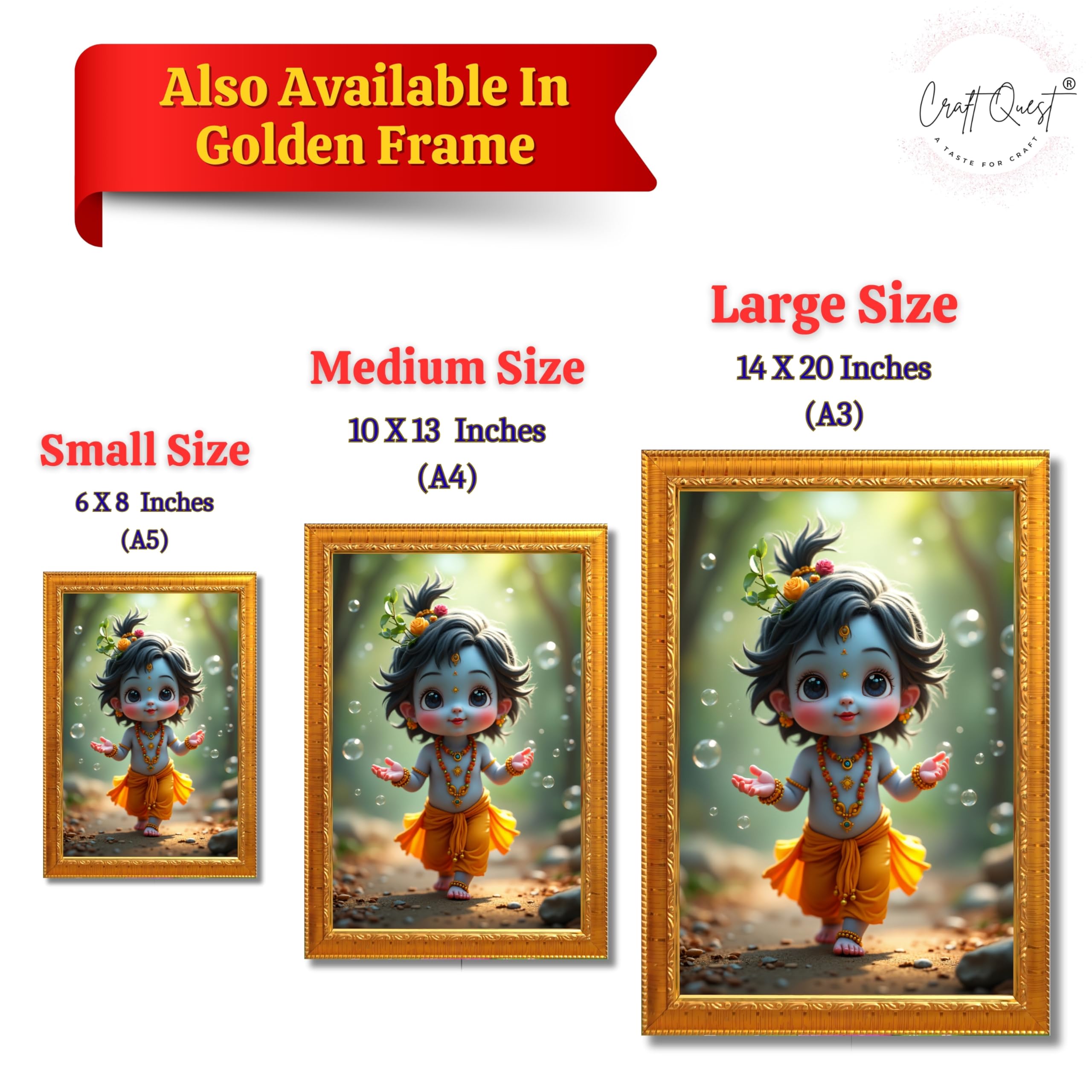 CRAFT QUEST Shri Bal Gopal Painting | Krishna Photo Frames for Walls, Home, Bedroom, Living Room and Home Decor