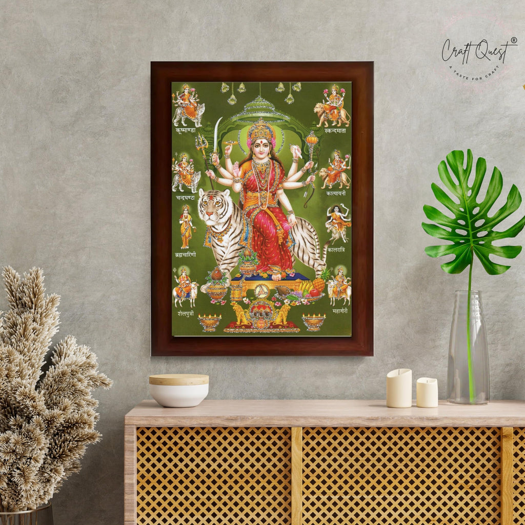 CRAFT QUEST Durga Maa Nav Navadurga Navdurga Wall Painting Framed Home Decor Items