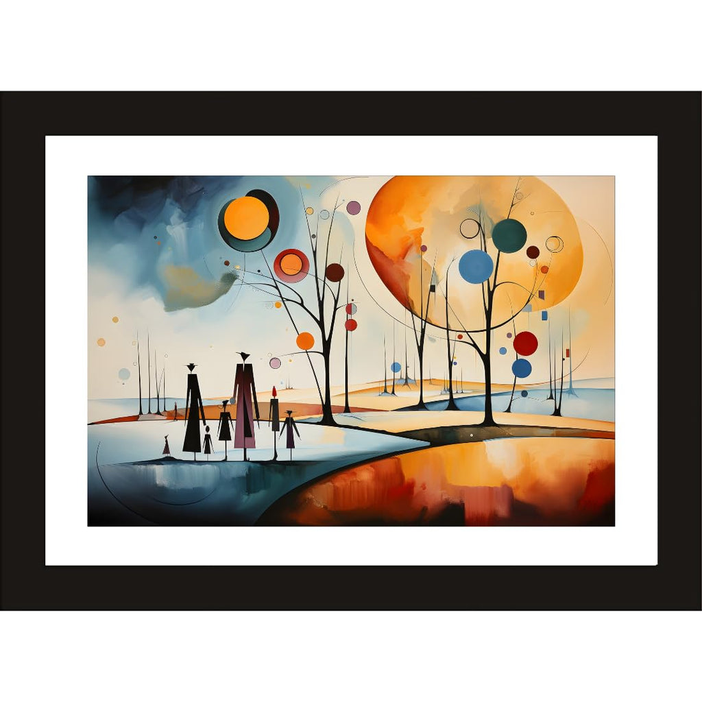 CRAFT QUEST Abstract Modern Art Painting Poster Frame for Home & Office Wall Decoration - Portrait, Wall Display (Black, 14x10 Inch Frame with Art Print)