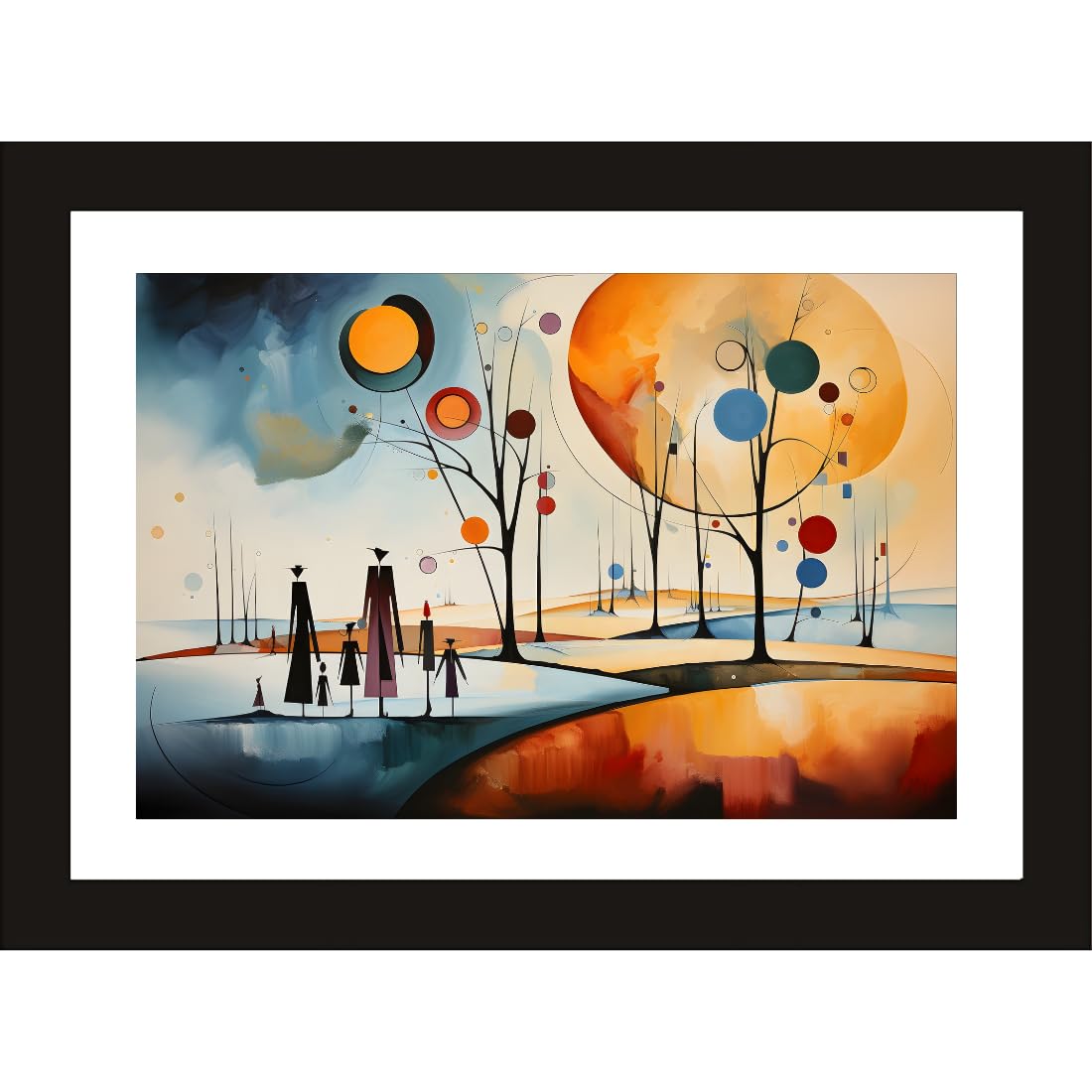 CRAFT QUEST Abstract Modern Art Painting Poster Frame for Home & Office Wall Decoration - Portrait, Wall Display (Black, 14x10 Inch Frame with Art Print)