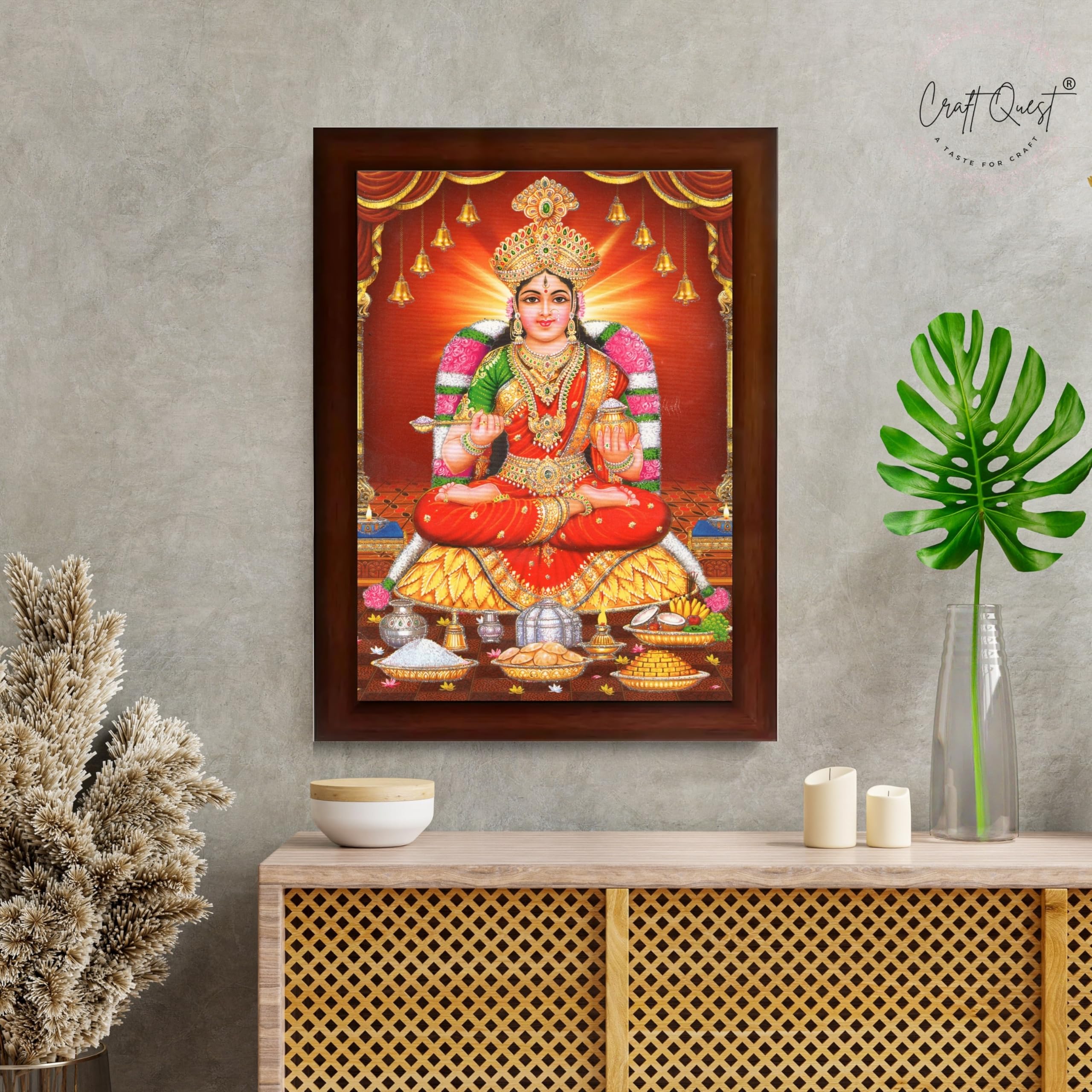 CRAFT QUEST Mata Annapurna Devi Photo for Kitchen Maa Wall Painting Framed Home Décor