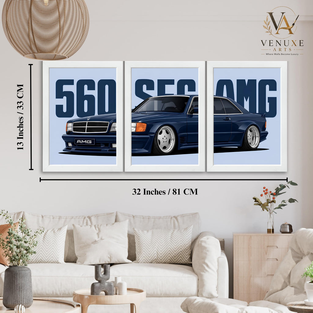 VENUXE ARTS Set Of 3 Big Sports Cars Framed Posters Gift Items for Boys Room Wall Decoration Bedroom Living Room Office Studio Décor | Car Poster Frame for Wall Décor