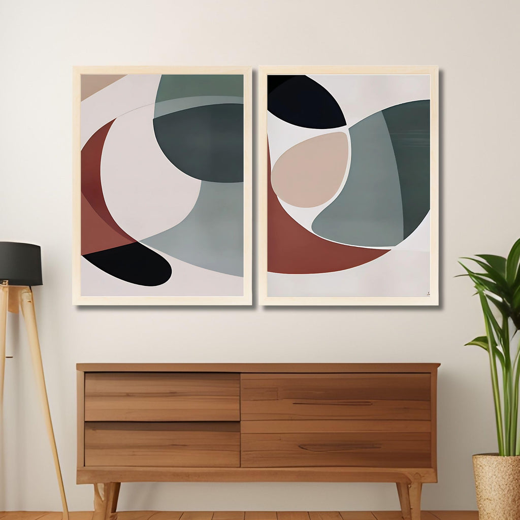 CRAFT QUEST Wall Art Decor Paintings | Set of 2 Minimalist Wall Art Frames for Home Decoration | Perfect for Living Room, Bedroom & Office