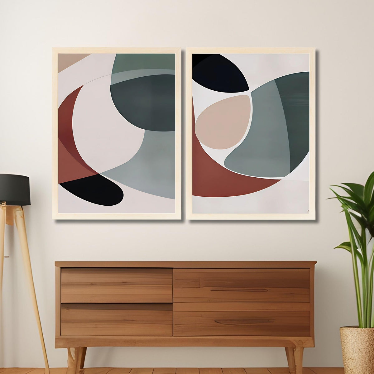 CRAFT QUEST Wall Art Decor Paintings | Set of 2 Minimalist Wall Art Frames for Home Decoration | Perfect for Living Room, Bedroom & Office